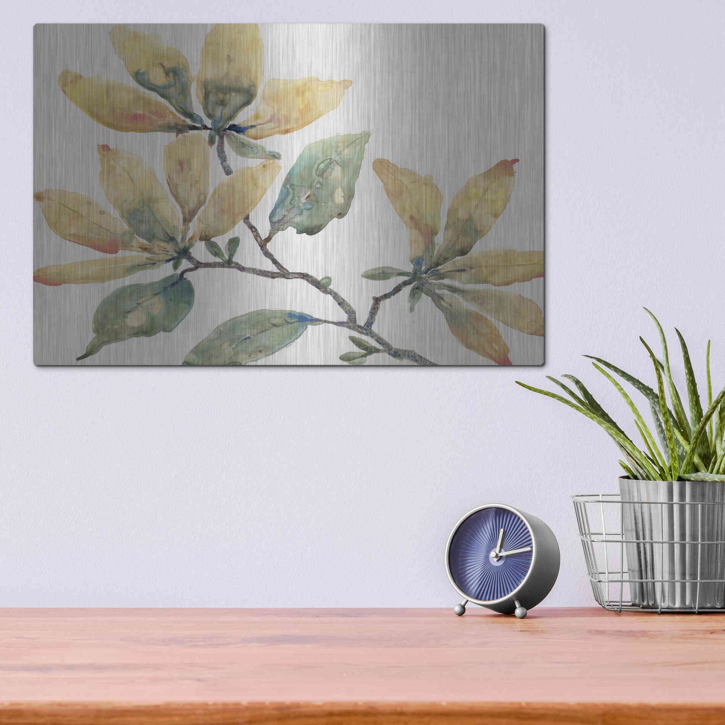 Luxe Metal Art 'Flowering Branch II' by Tim O'Toole, Metal Wall Art,16x12