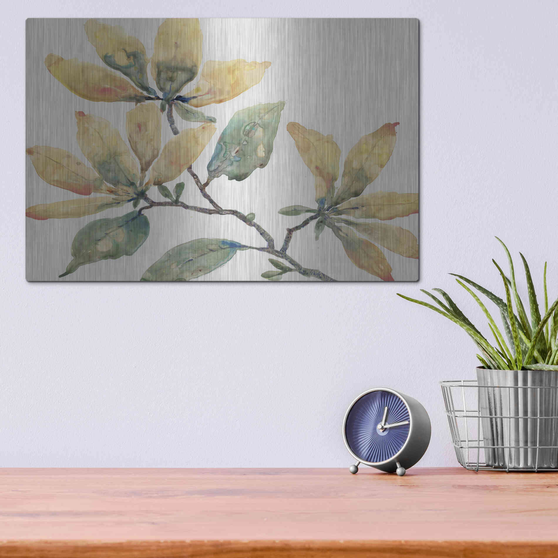Luxe Metal Art 'Flowering Branch II' by Tim O'Toole, Metal Wall Art,16x12