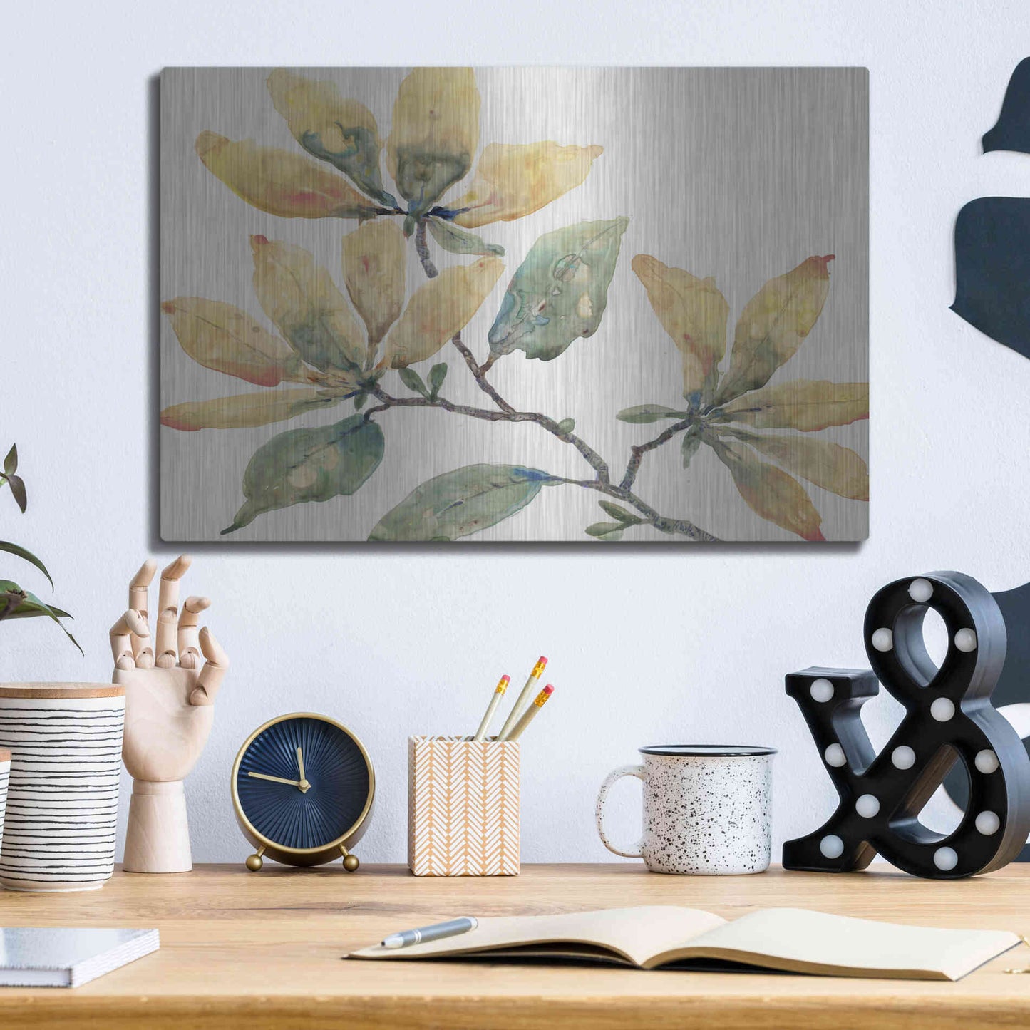 Luxe Metal Art 'Flowering Branch II' by Tim O'Toole, Metal Wall Art,16x12