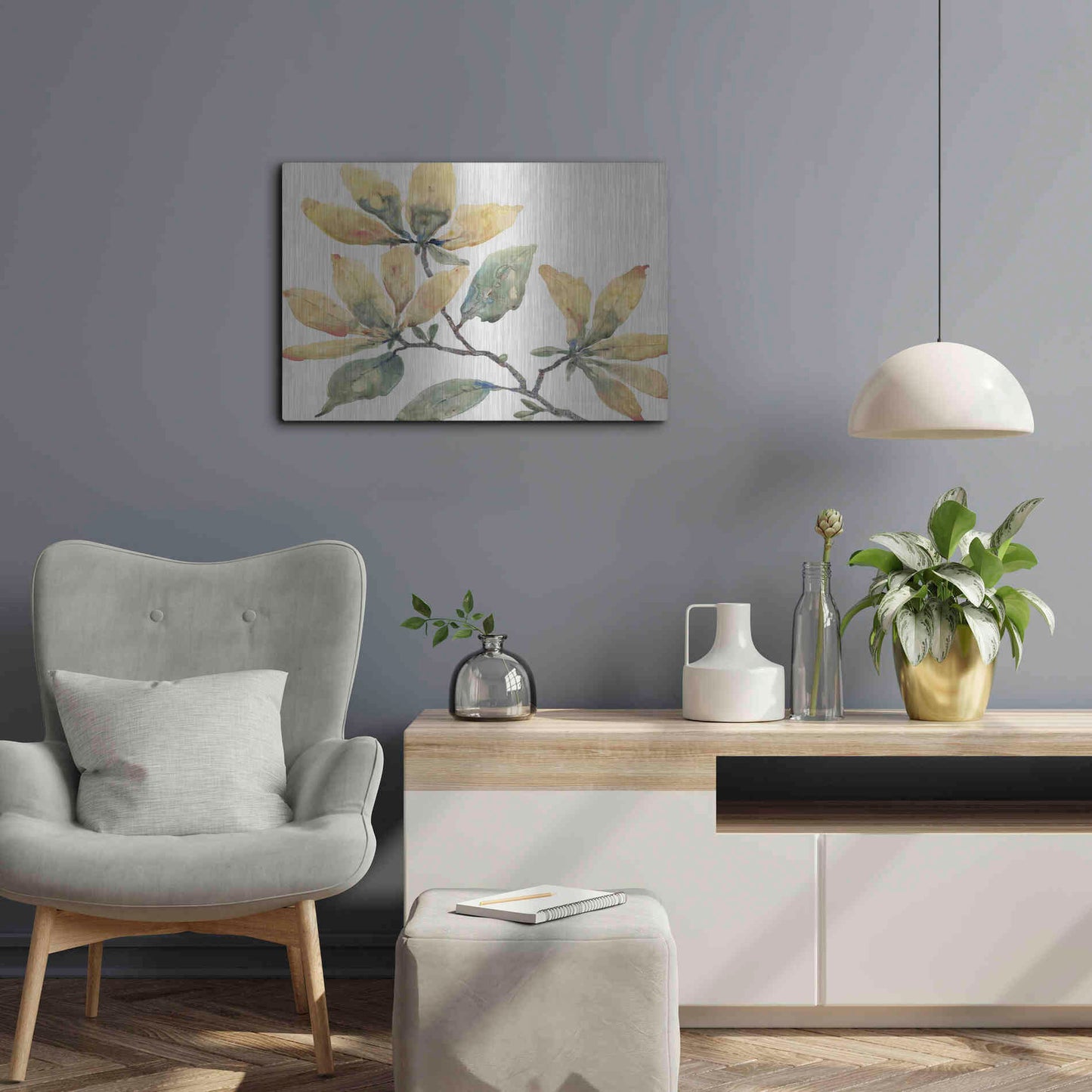 Luxe Metal Art 'Flowering Branch II' by Tim O'Toole, Metal Wall Art,24x16