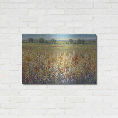 Luxe Metal Art 'Gold and Red Field I' by Tim O'Toole, Metal Wall Art,36x24
