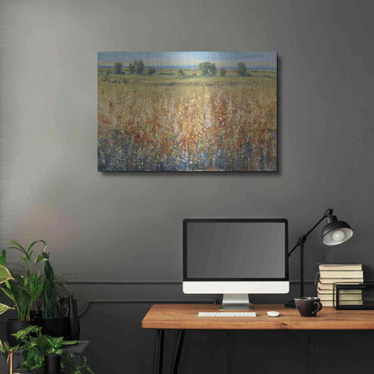 Luxe Metal Art 'Gold and Red Field II' by Tim O'Toole, Metal Wall Art,36x24
