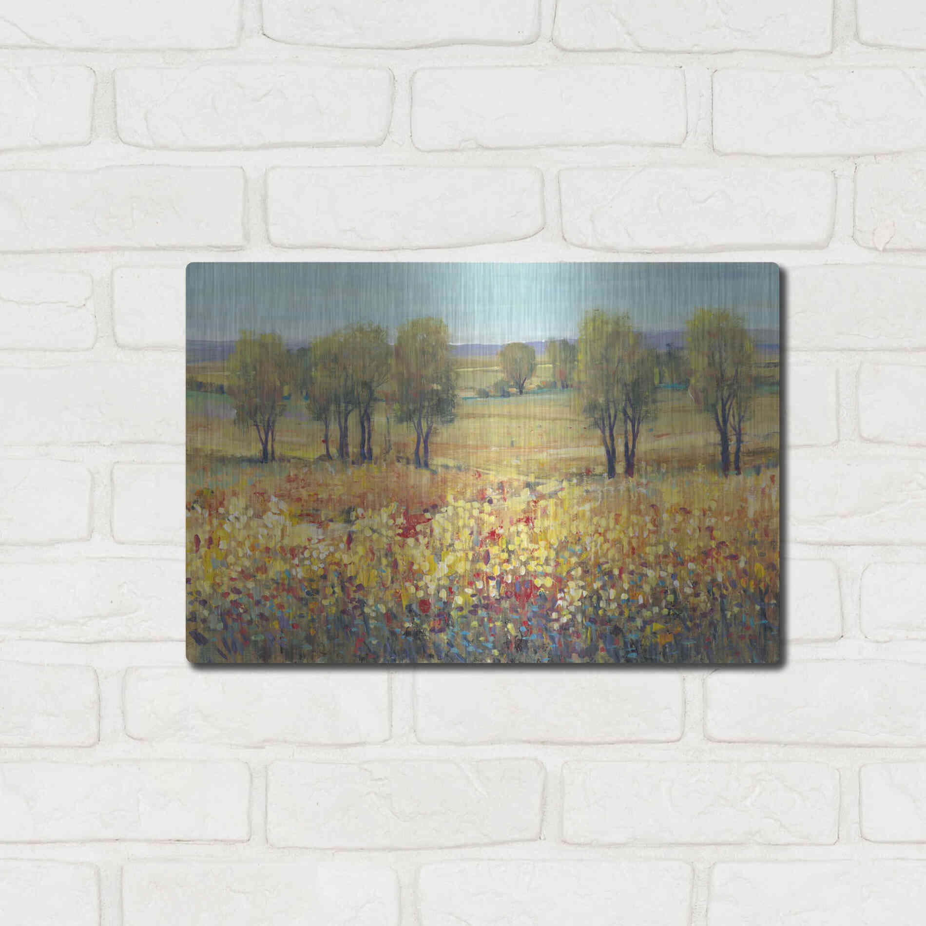 Luxe Metal Art 'Golden Fields I' by Tim O'Toole, Metal Wall Art,16x12