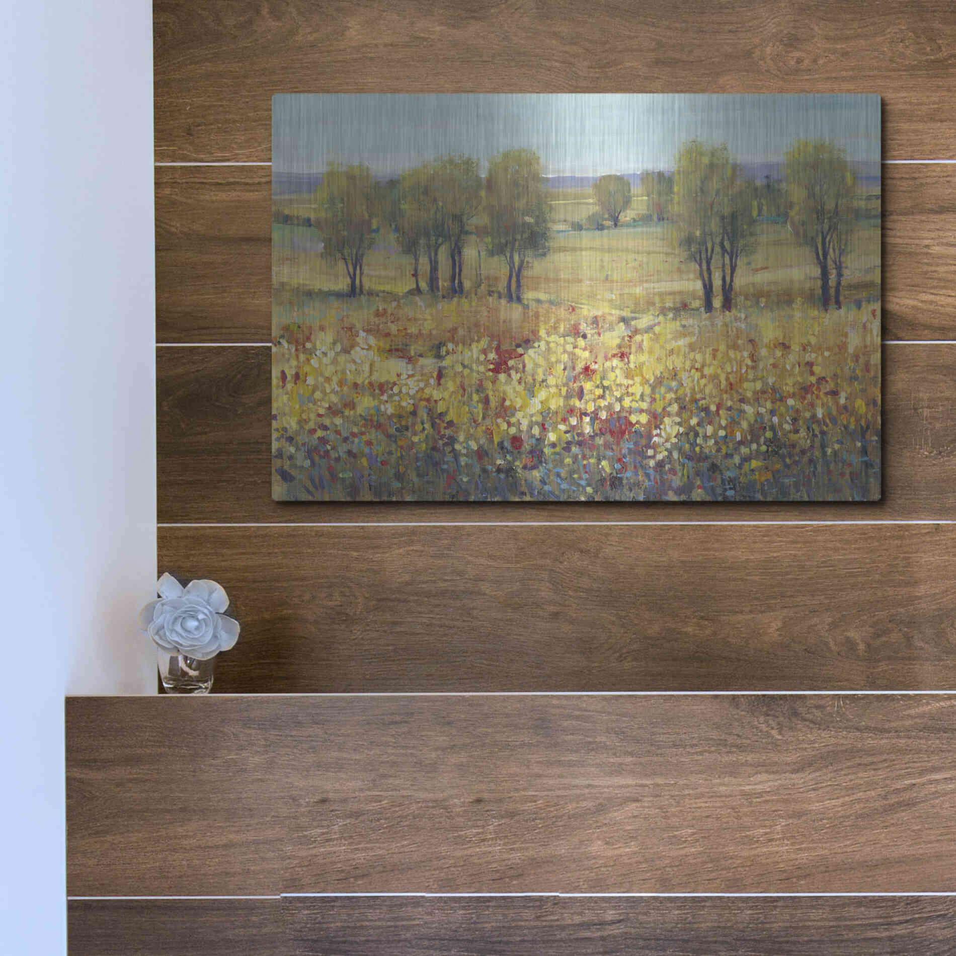 Luxe Metal Art 'Golden Fields I' by Tim O'Toole, Metal Wall Art,16x12