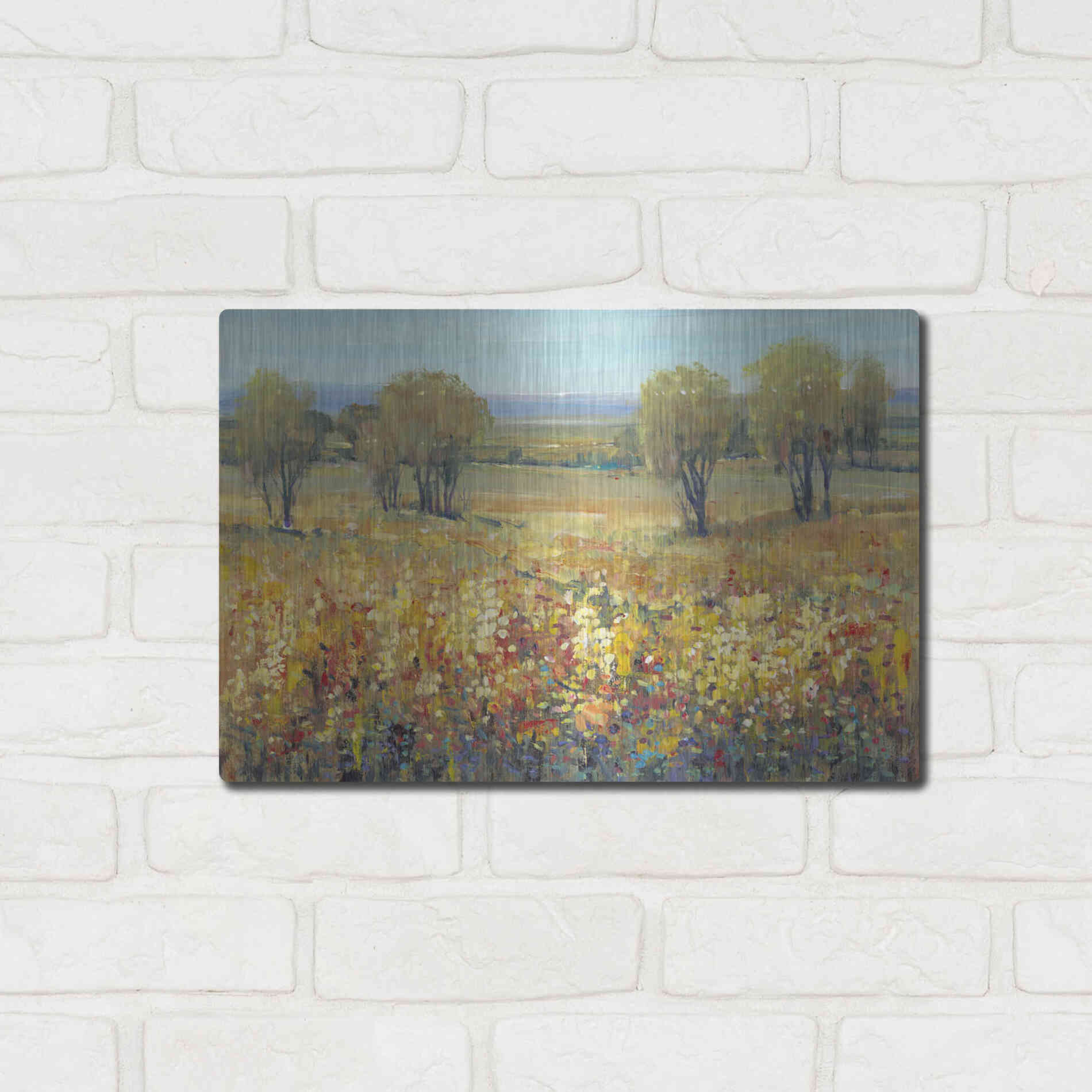 Luxe Metal Art 'Golden Fields II' by Tim O'Toole, Metal Wall Art,16x12