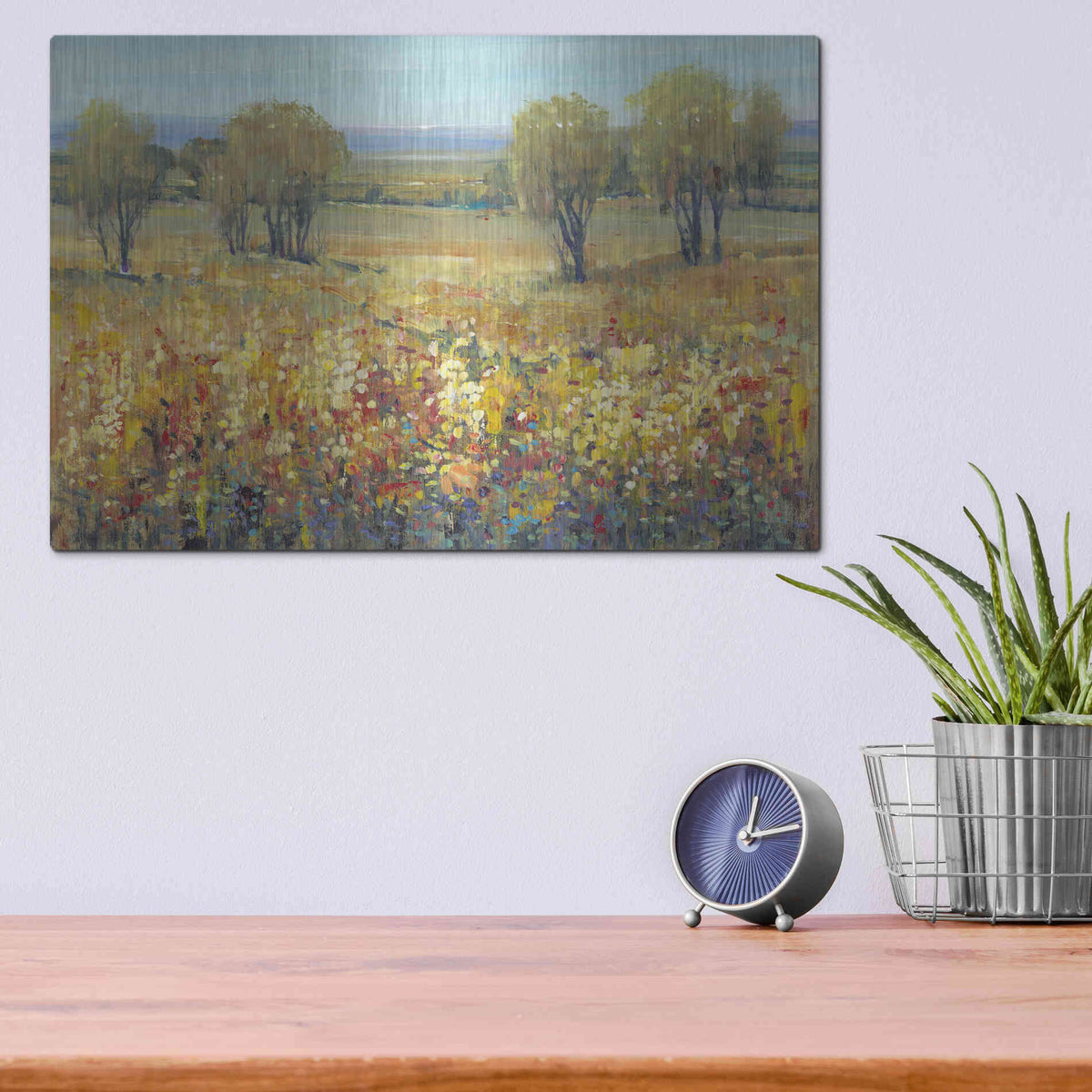 Luxe Metal Art 'Golden Fields II' by Tim O'Toole, Metal Wall Art,16x12