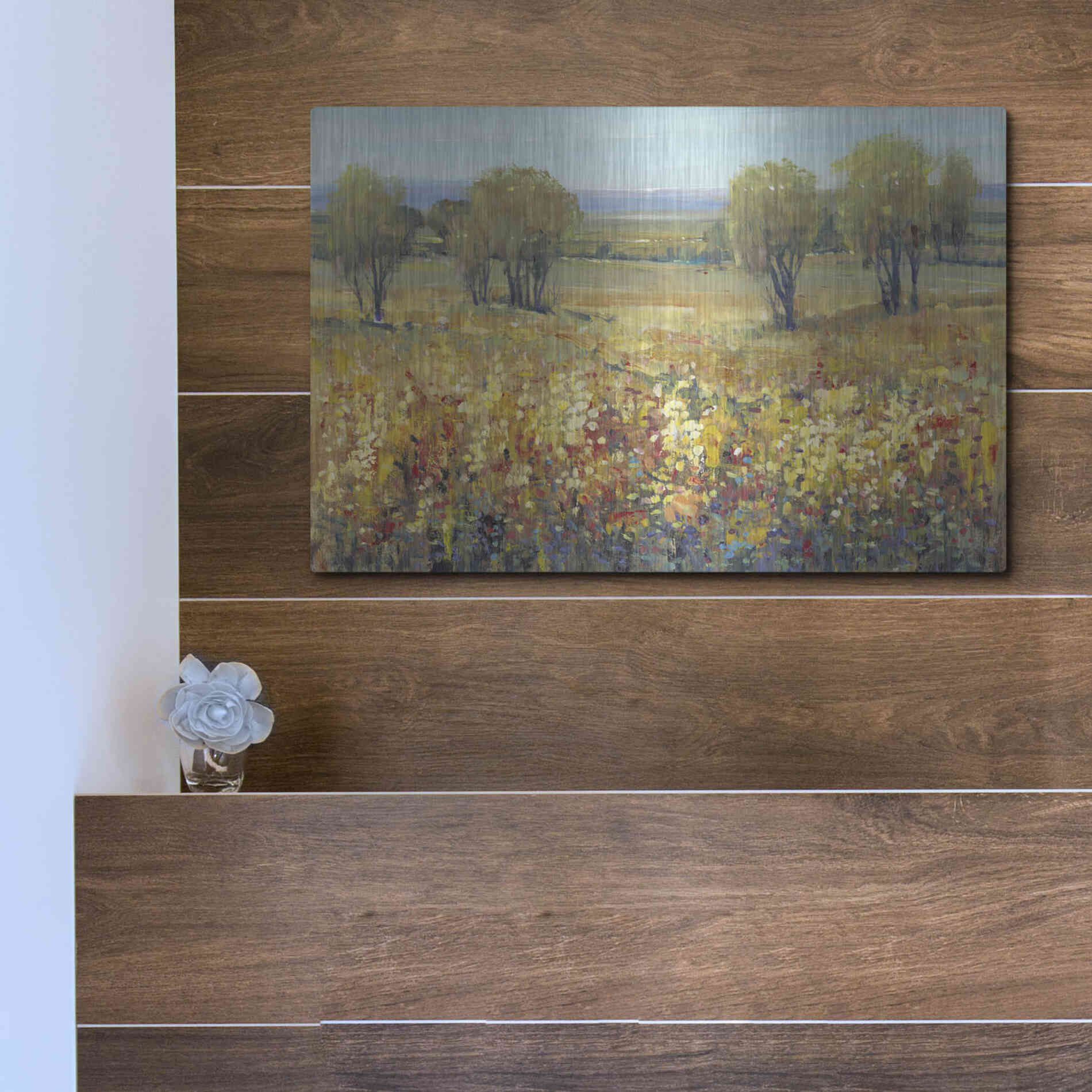 Luxe Metal Art 'Golden Fields II' by Tim O'Toole, Metal Wall Art,16x12