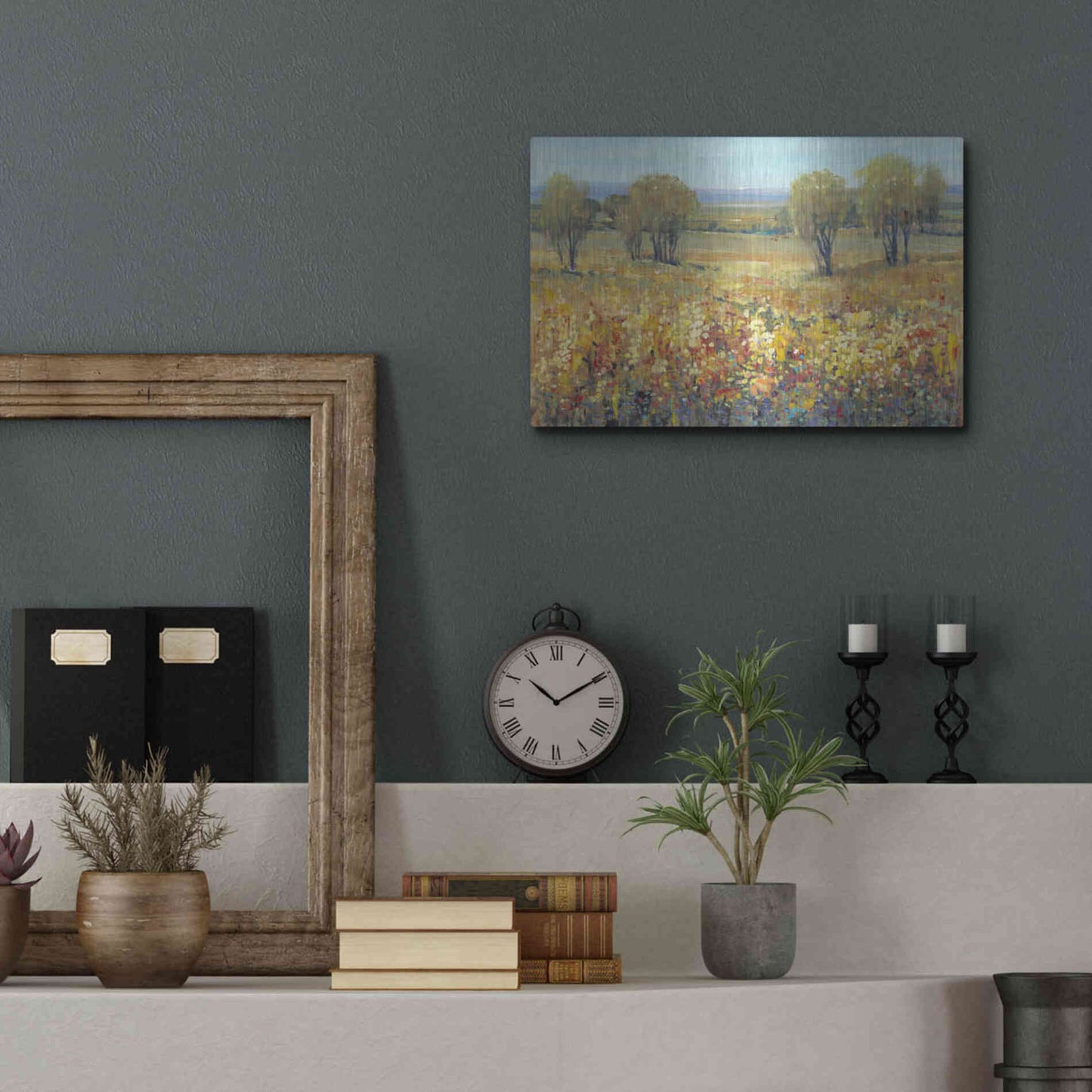 Luxe Metal Art 'Golden Fields II' by Tim O'Toole, Metal Wall Art,16x12