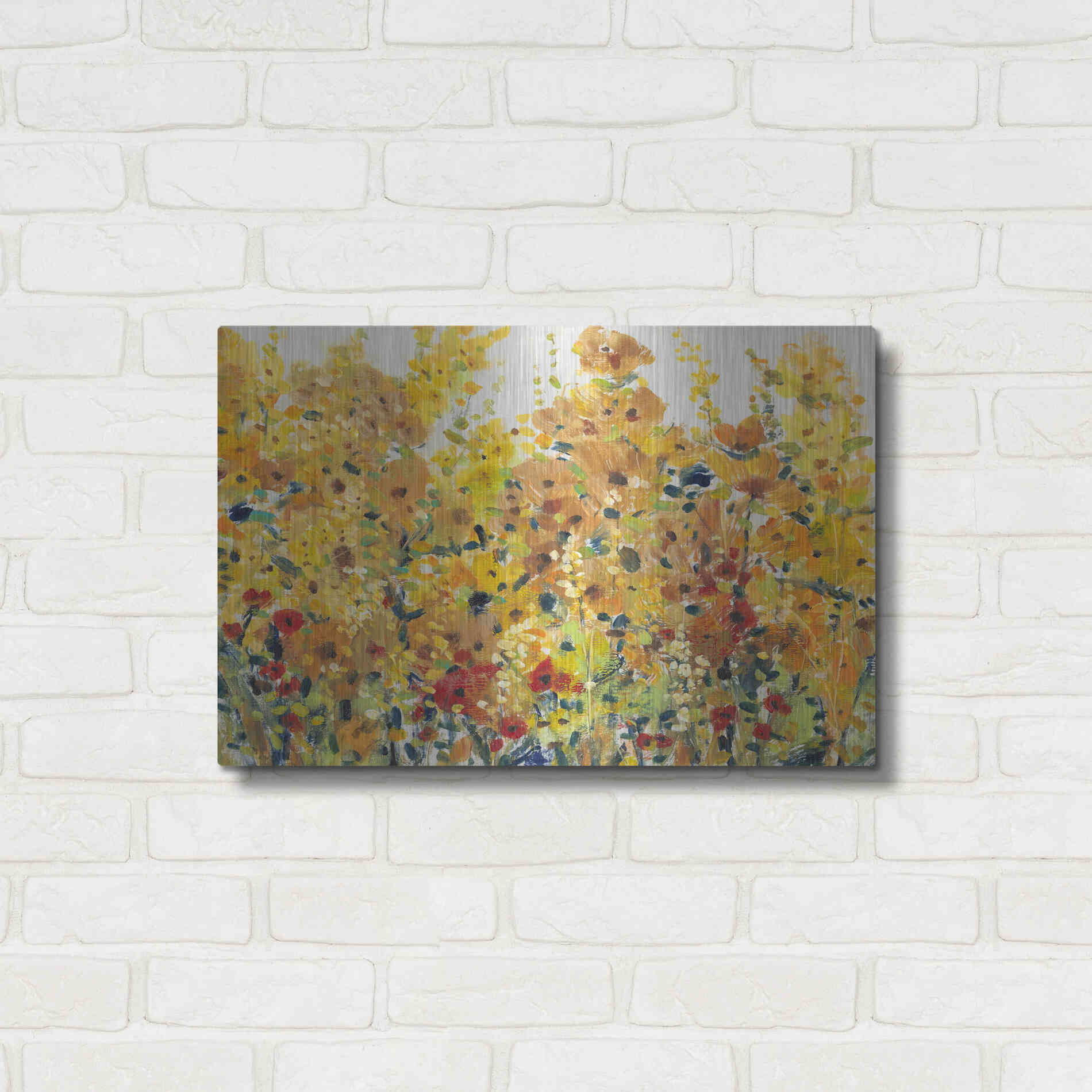 Luxe Metal Art 'Golden Summer Garden I' by Tim O'Toole, Metal Wall Art,24x16