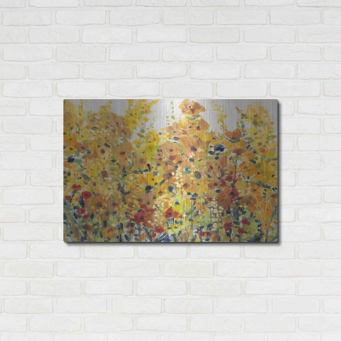 Luxe Metal Art 'Golden Summer Garden I' by Tim O'Toole, Metal Wall Art,36x24