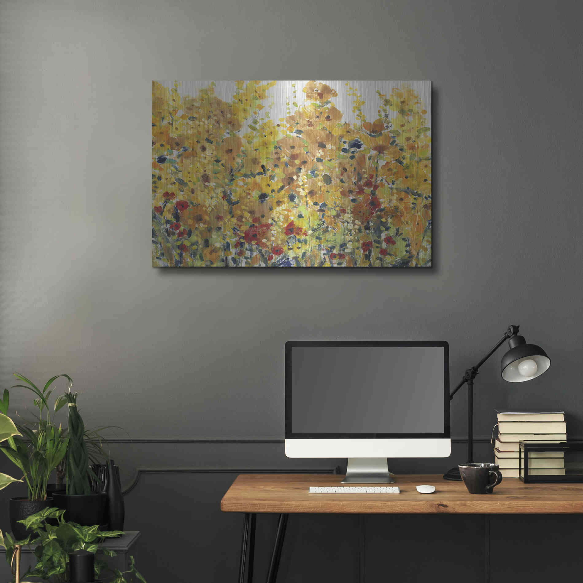 Luxe Metal Art 'Golden Summer Garden I' by Tim O'Toole, Metal Wall Art,36x24