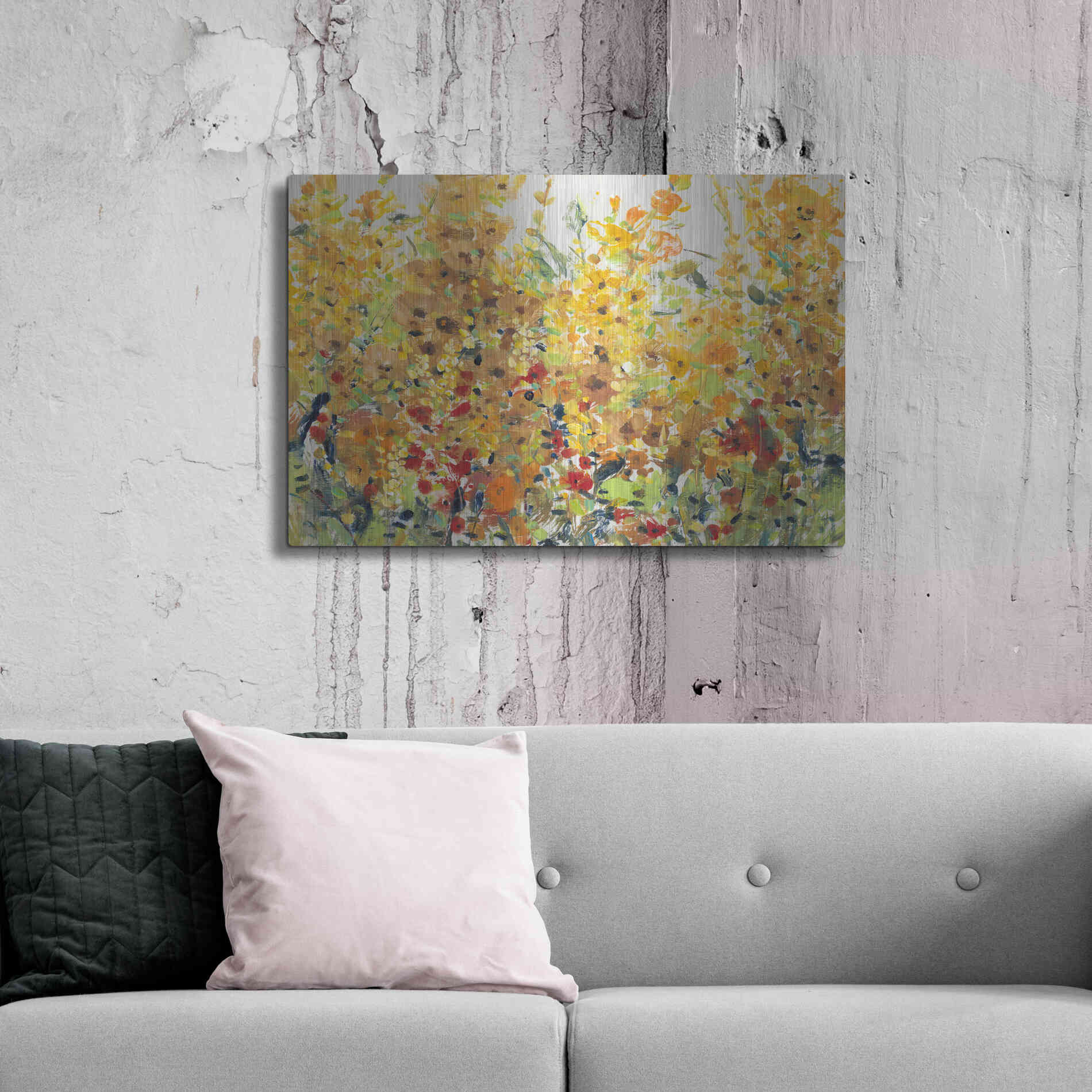 Luxe Metal Art 'Golden Summer Garden II' by Tim O'Toole, Metal Wall Art,36x24