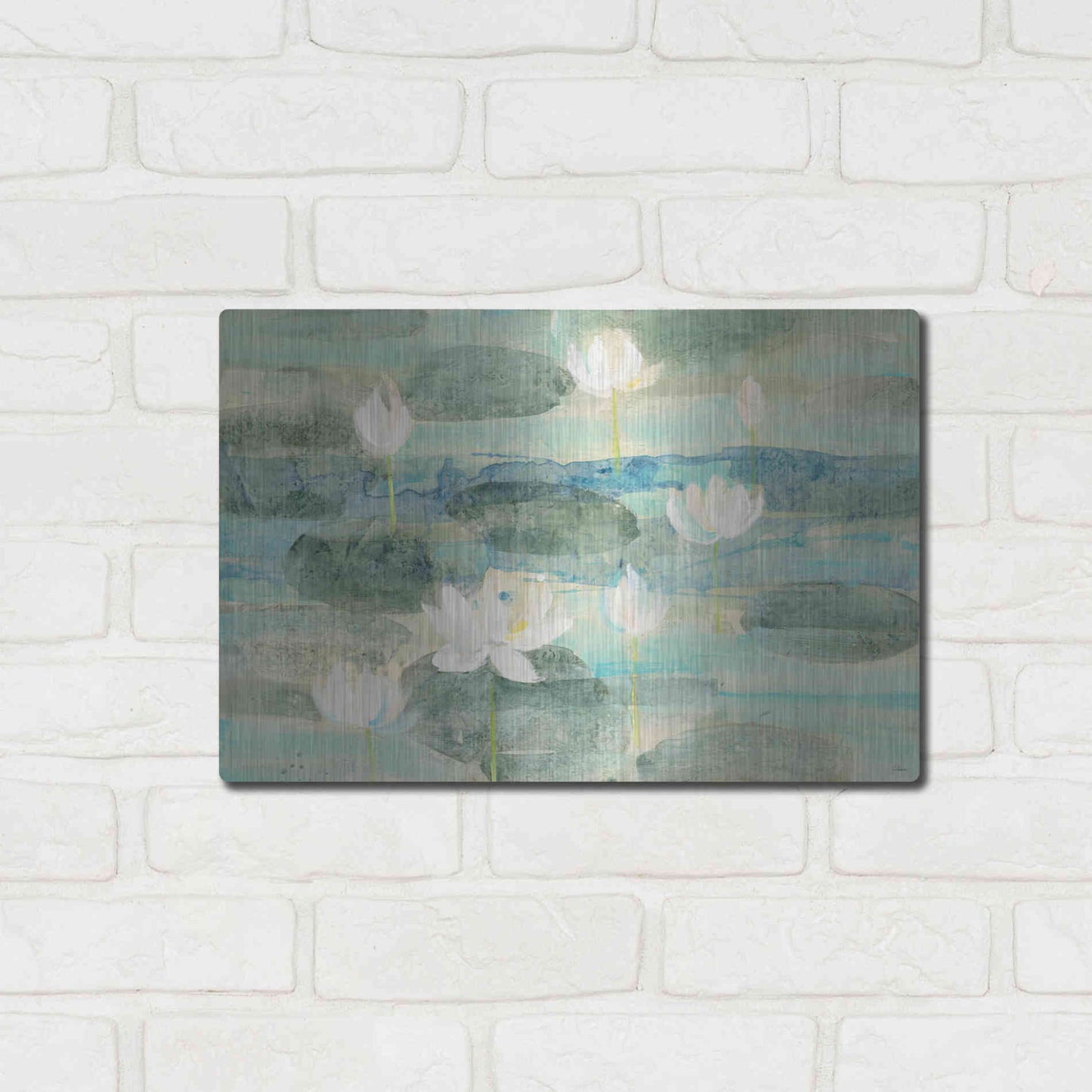 Luxe Metal Art 'Water Lilies Bright' by Albena Hristova, Metal Wall Art,16x12