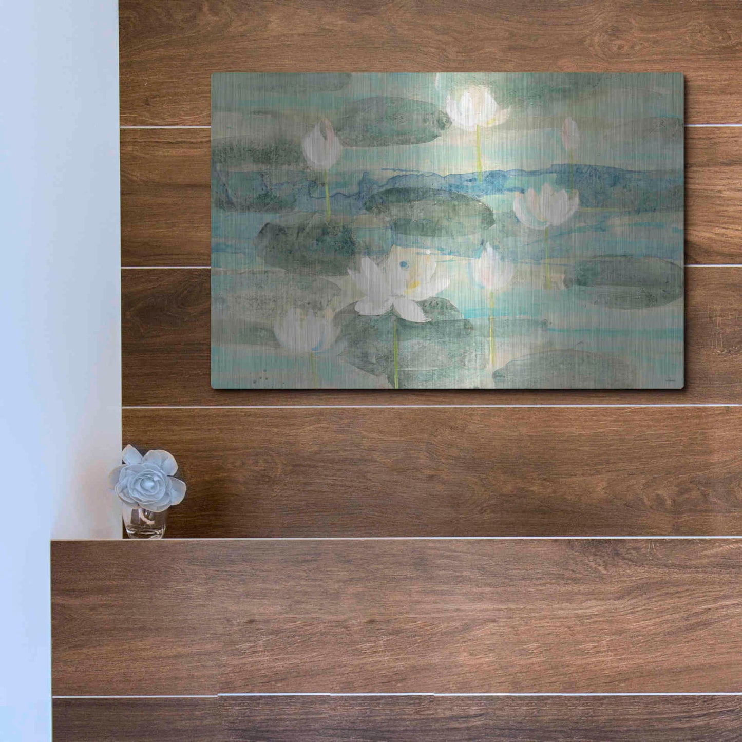 Luxe Metal Art 'Water Lilies Bright' by Albena Hristova, Metal Wall Art,16x12