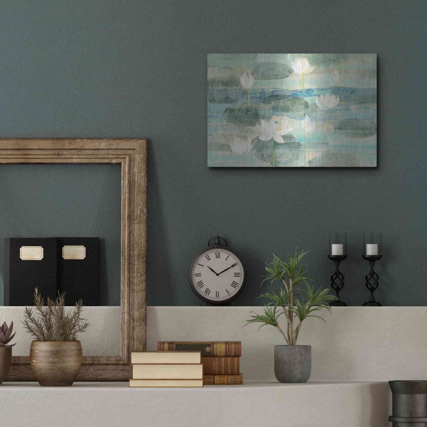 Luxe Metal Art 'Water Lilies Bright' by Albena Hristova, Metal Wall Art,16x12