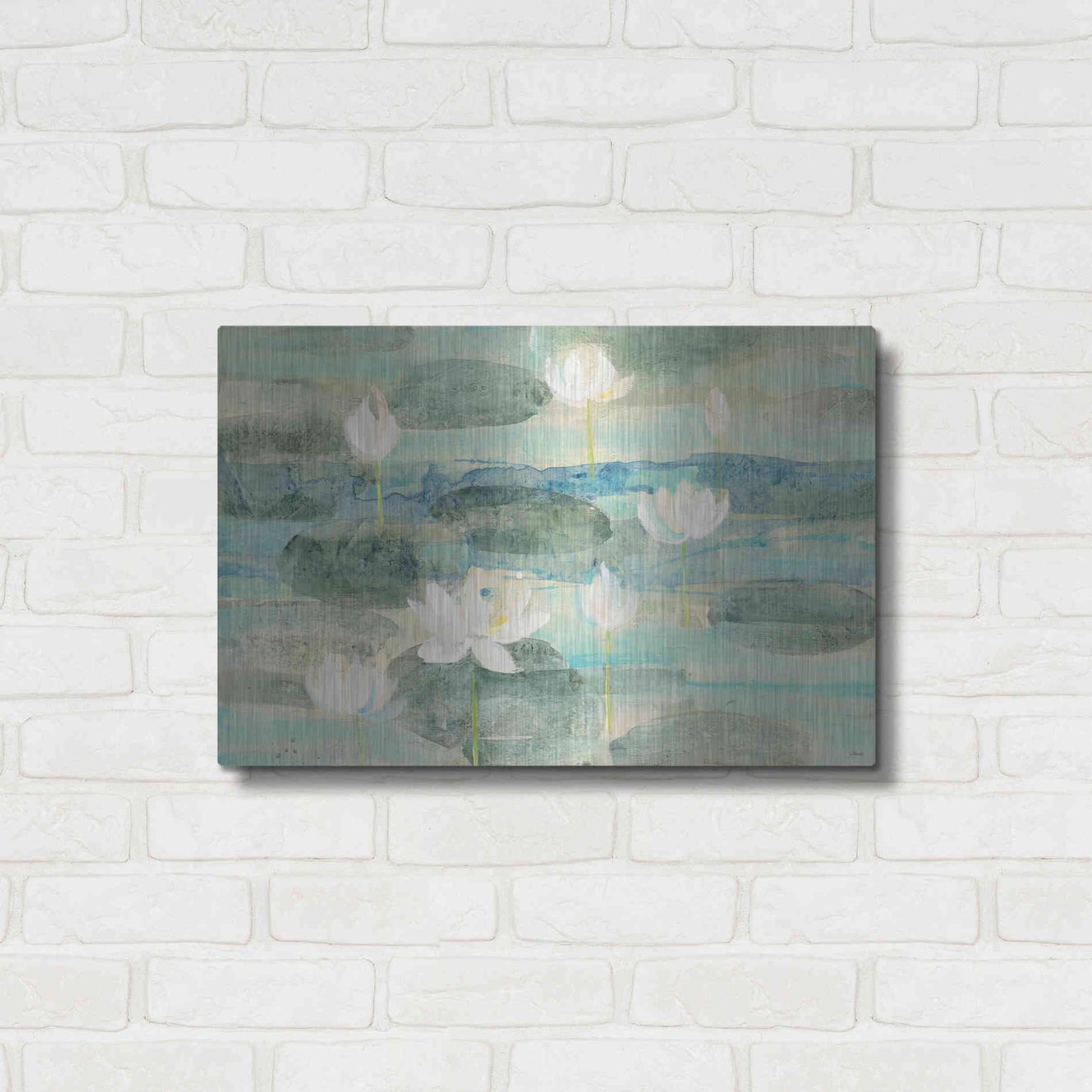 Luxe Metal Art 'Water Lilies Bright' by Albena Hristova, Metal Wall Art,24x16