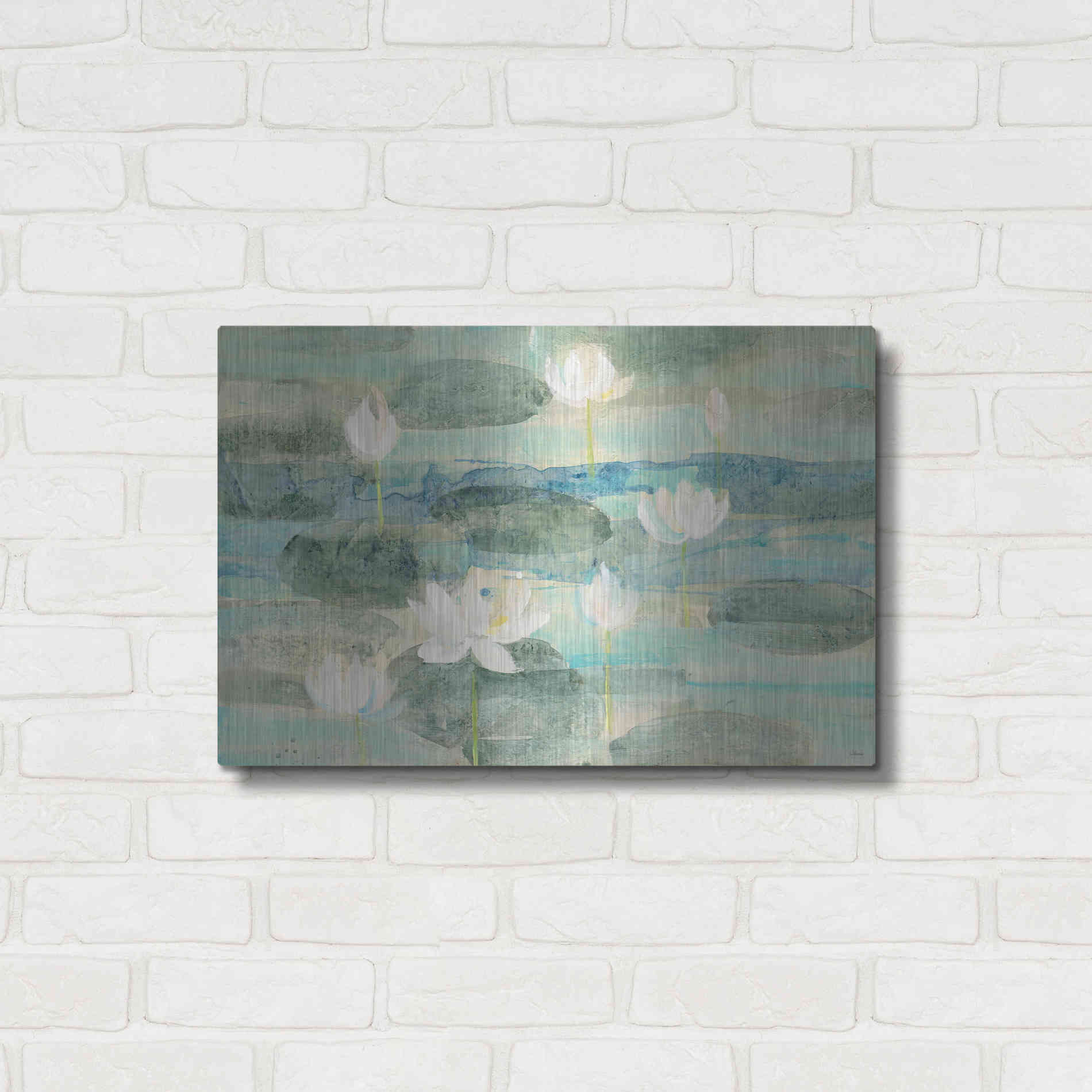 Luxe Metal Art 'Water Lilies Bright' by Albena Hristova, Metal Wall Art,24x16