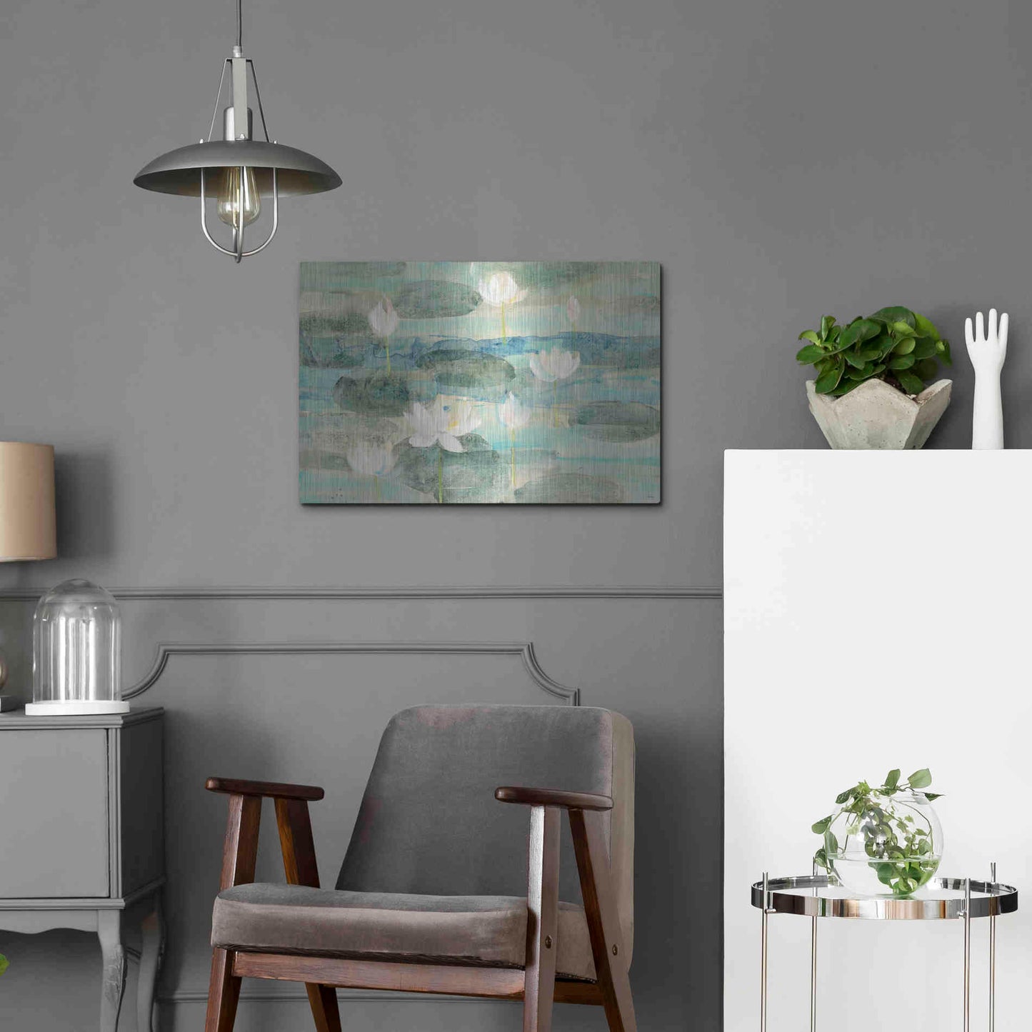 Luxe Metal Art 'Water Lilies Bright' by Albena Hristova, Metal Wall Art,24x16
