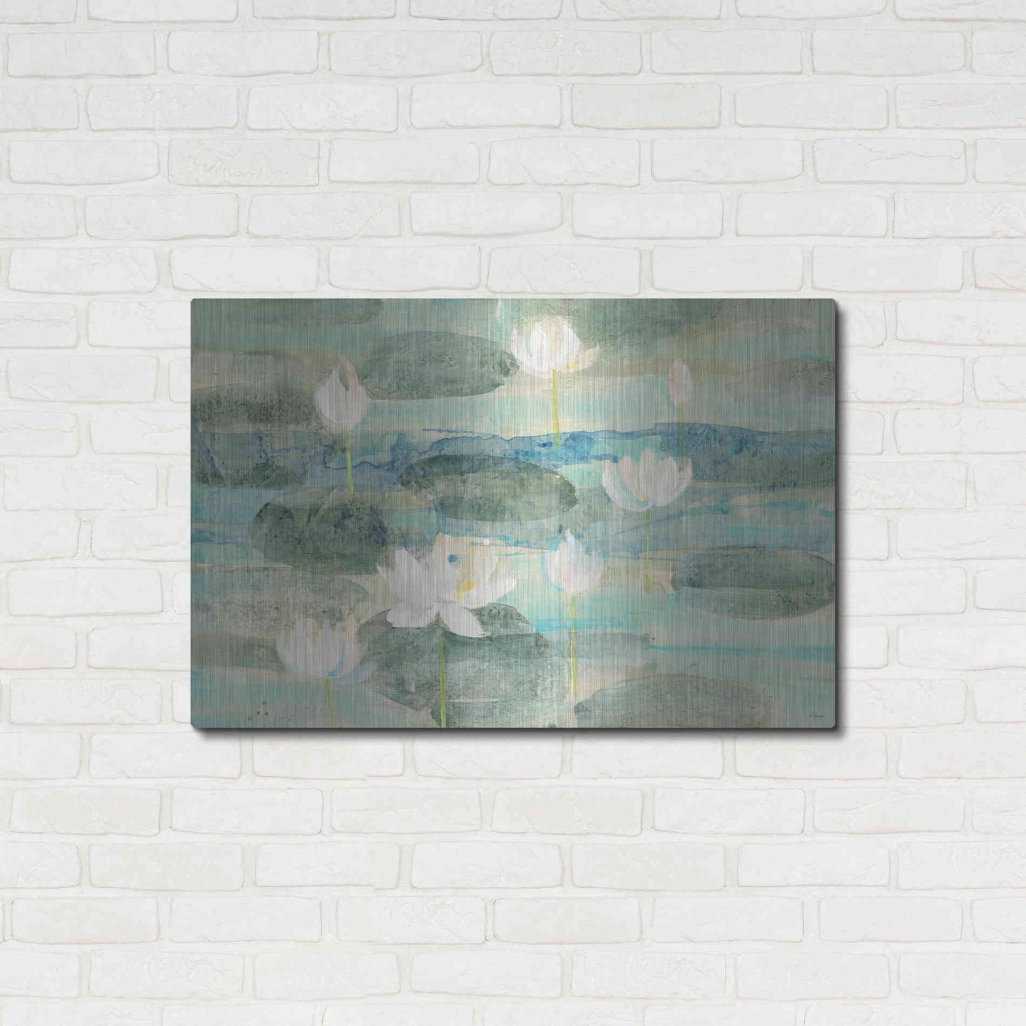 Luxe Metal Art 'Water Lilies Bright' by Albena Hristova, Metal Wall Art,36x24