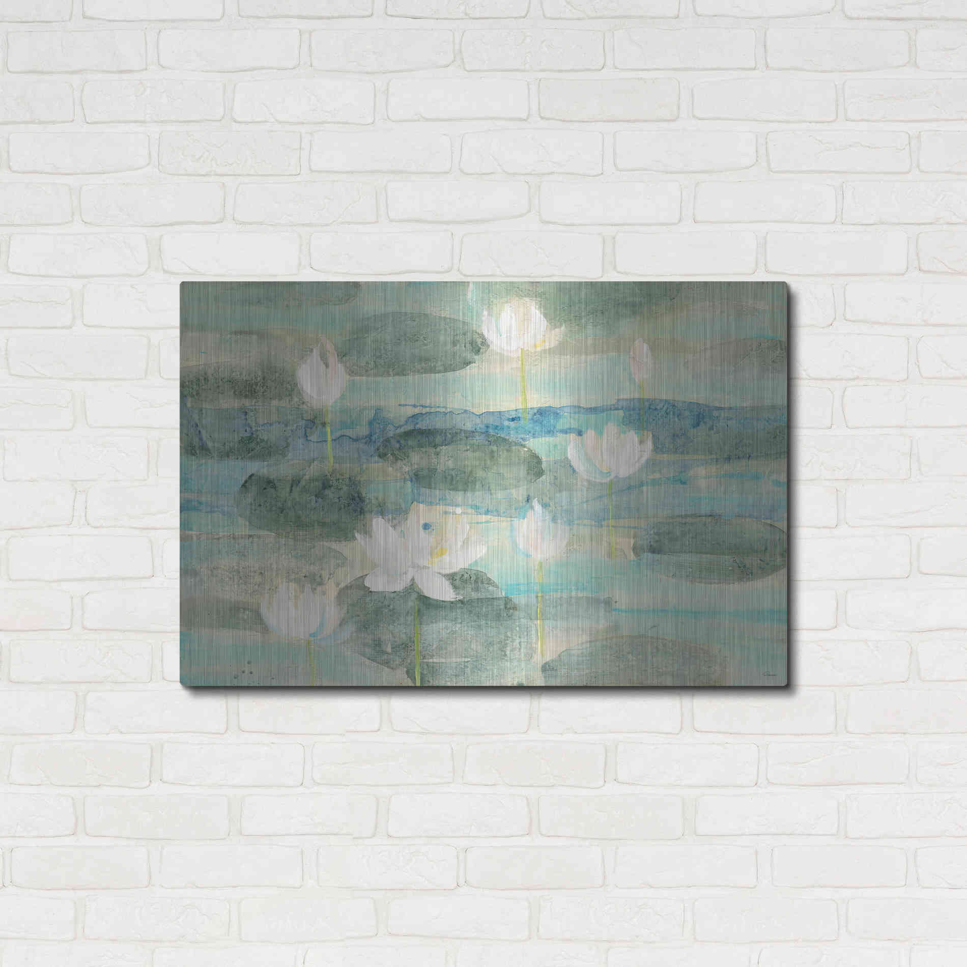 Luxe Metal Art 'Water Lilies Bright' by Albena Hristova, Metal Wall Art,36x24