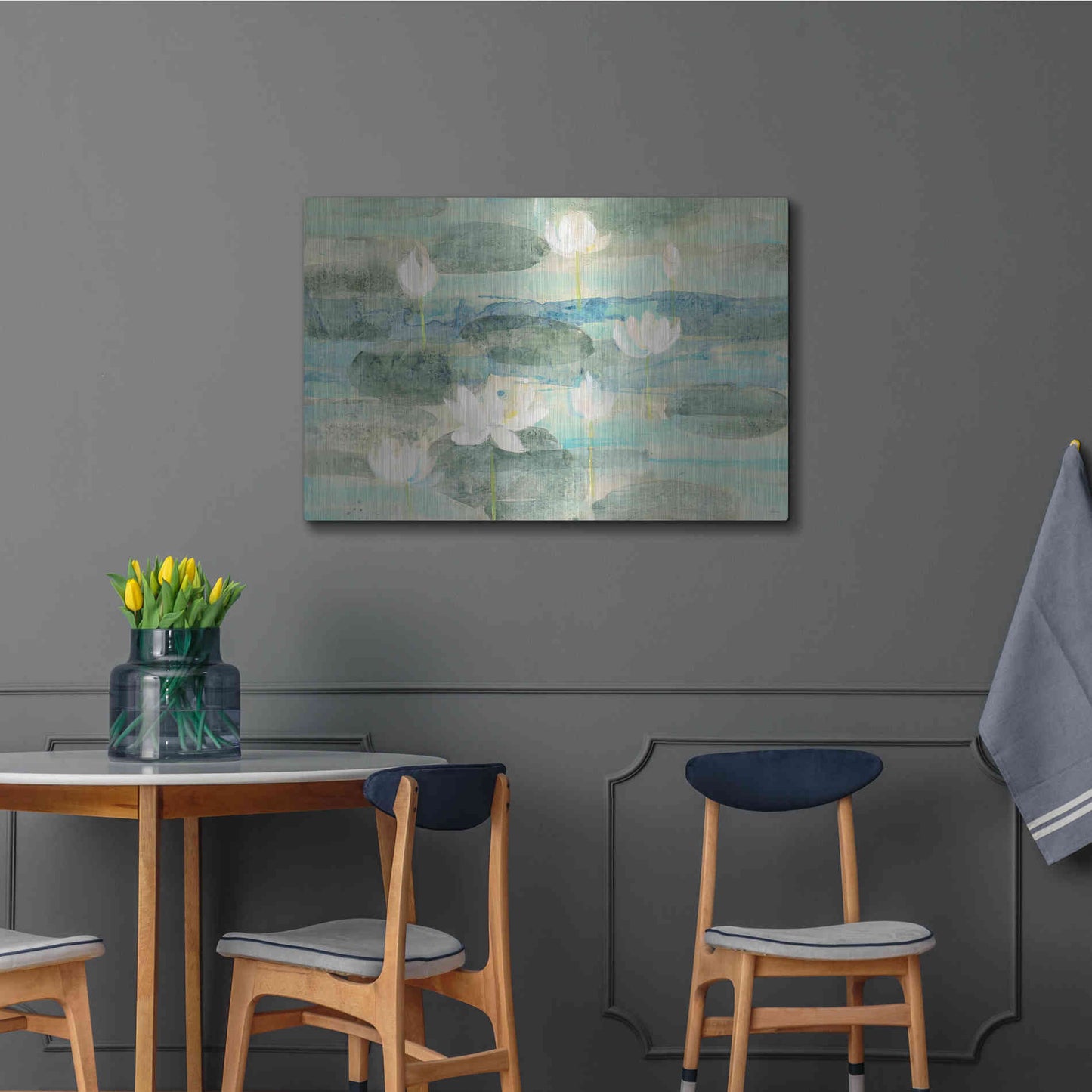 Luxe Metal Art 'Water Lilies Bright' by Albena Hristova, Metal Wall Art,36x24