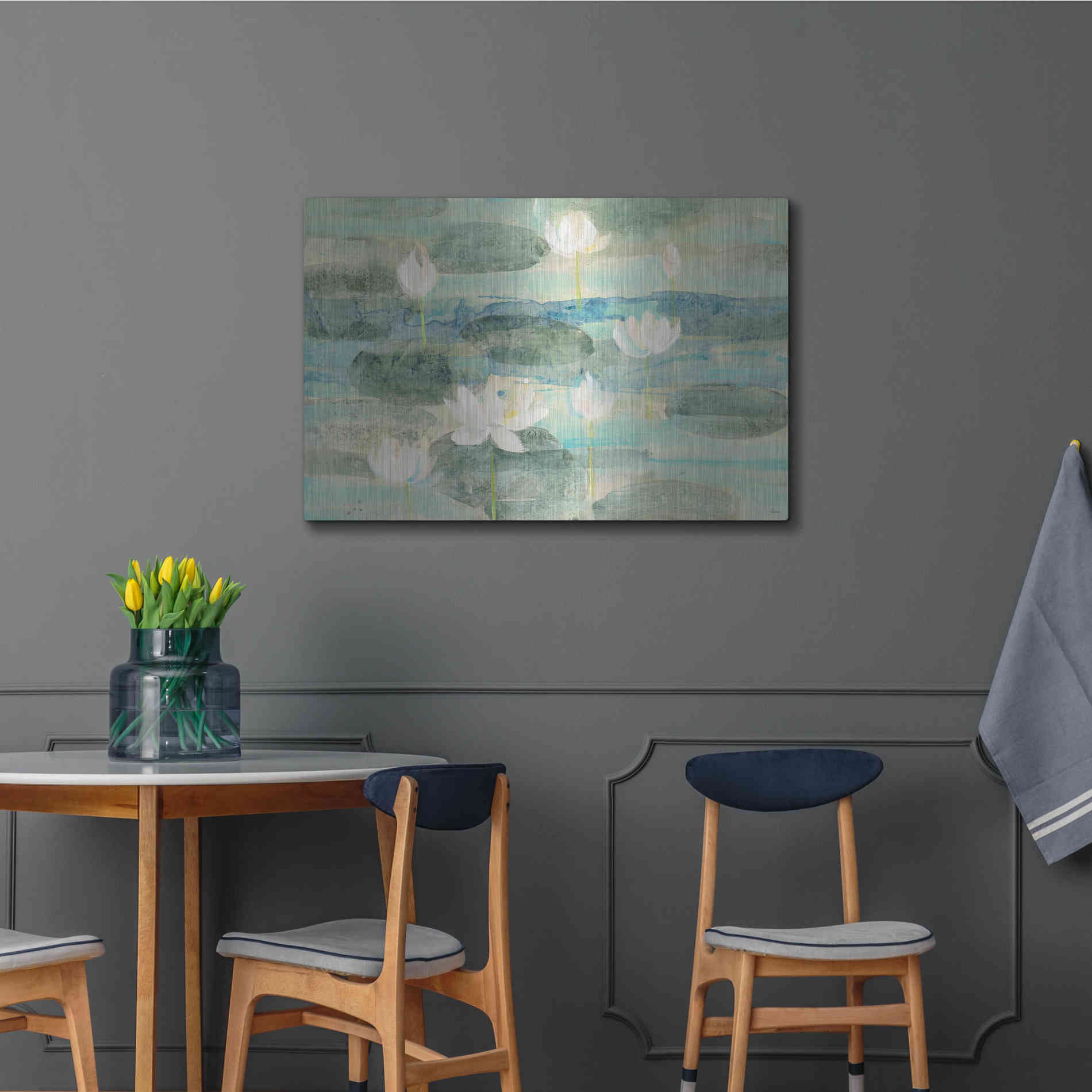 Luxe Metal Art 'Water Lilies Bright' by Albena Hristova, Metal Wall Art,36x24