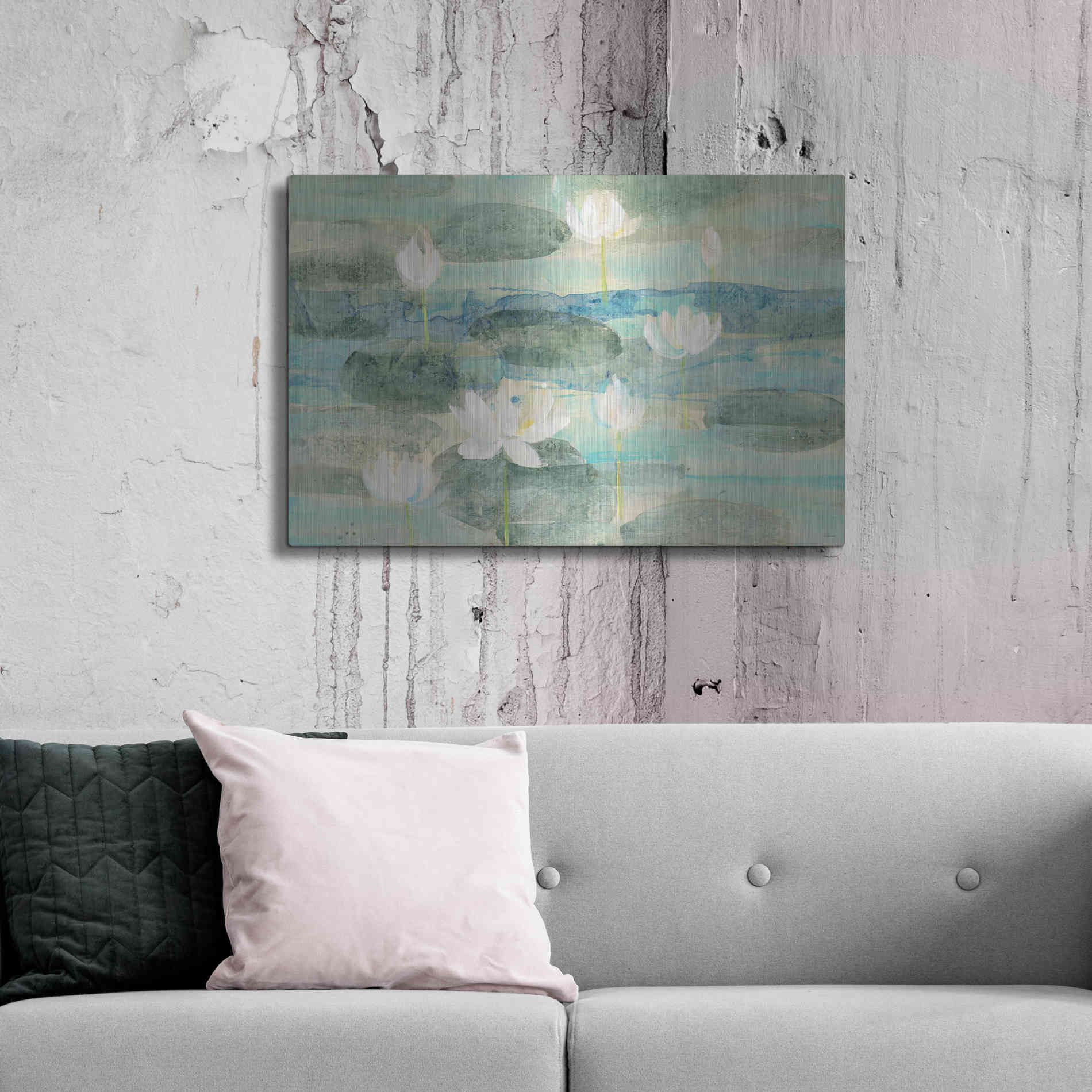 Luxe Metal Art 'Water Lilies Bright' by Albena Hristova, Metal Wall Art,36x24