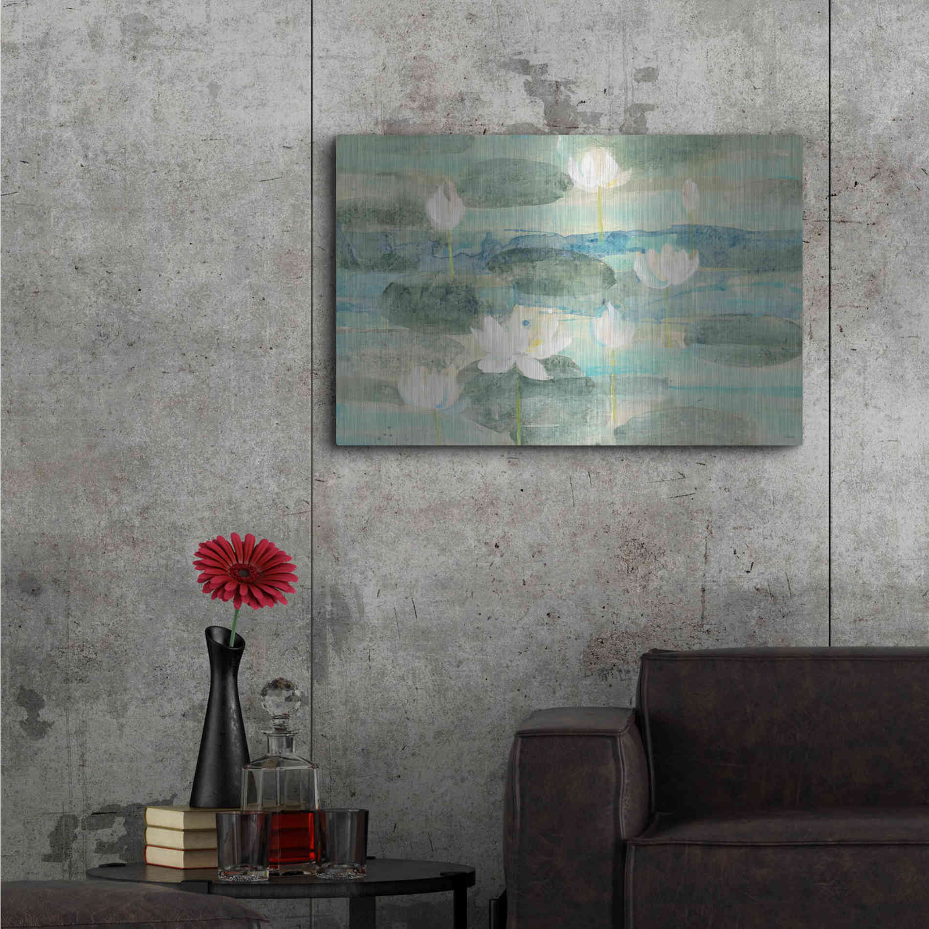 Luxe Metal Art 'Water Lilies Bright' by Albena Hristova, Metal Wall Art,36x24