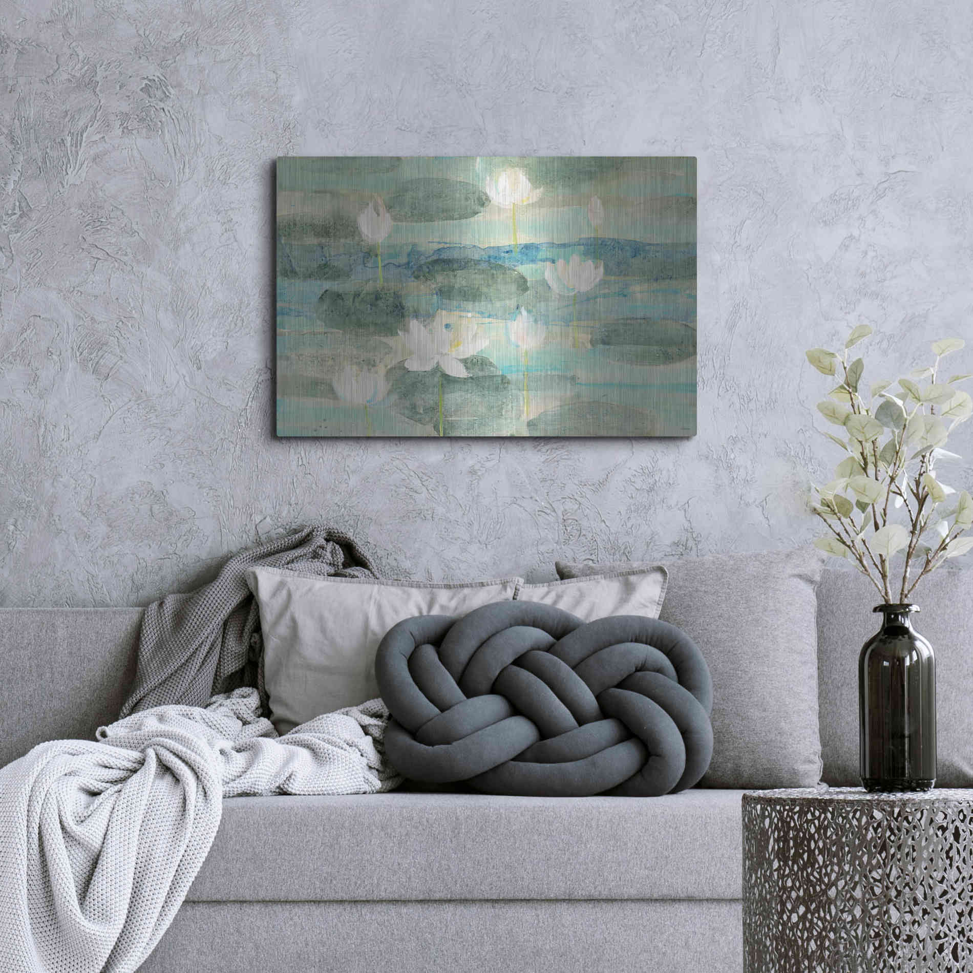 Luxe Metal Art 'Water Lilies Bright' by Albena Hristova, Metal Wall Art,36x24