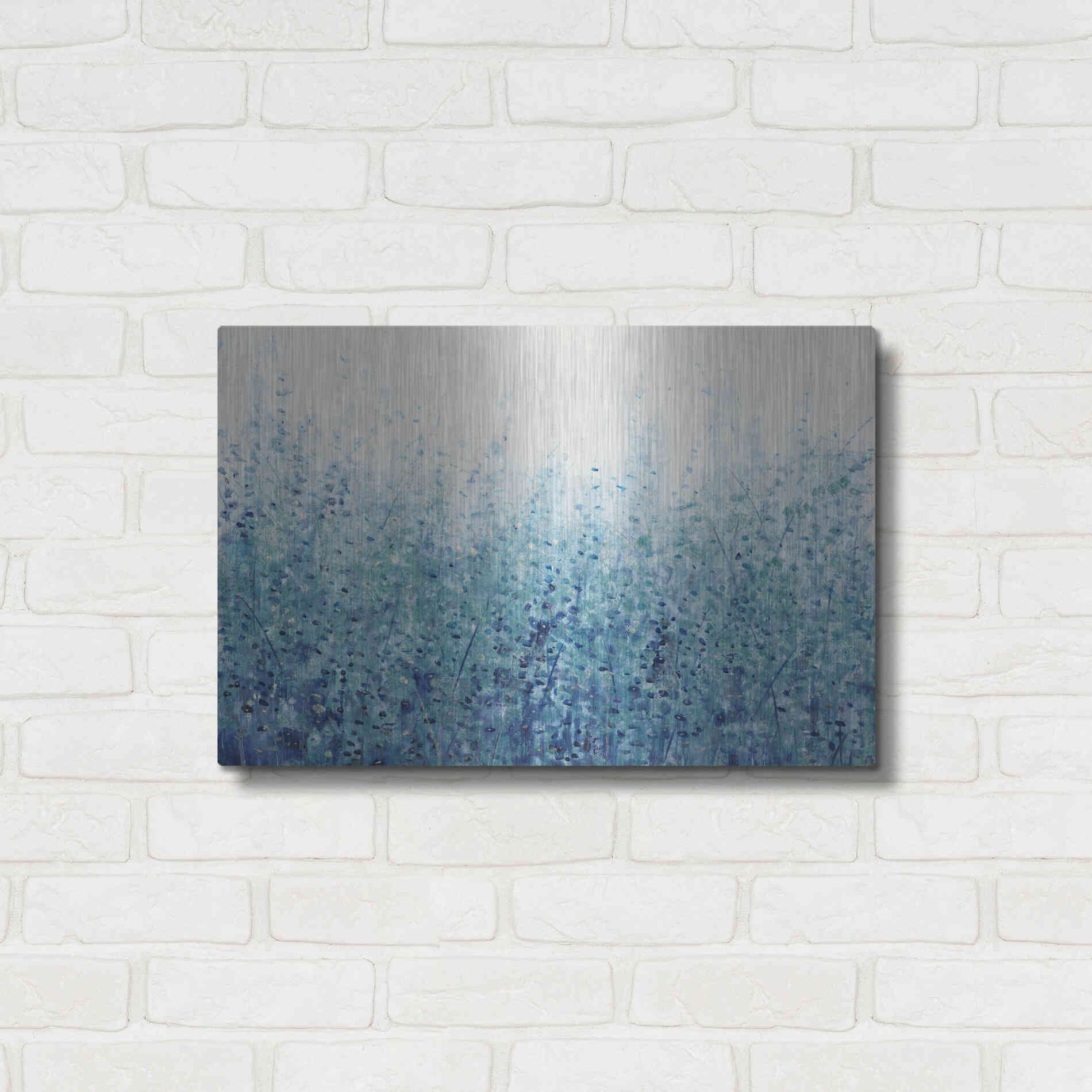 Luxe Metal Art 'Misty Blues I' by Tim O'Toole, Metal Wall Art,24x16