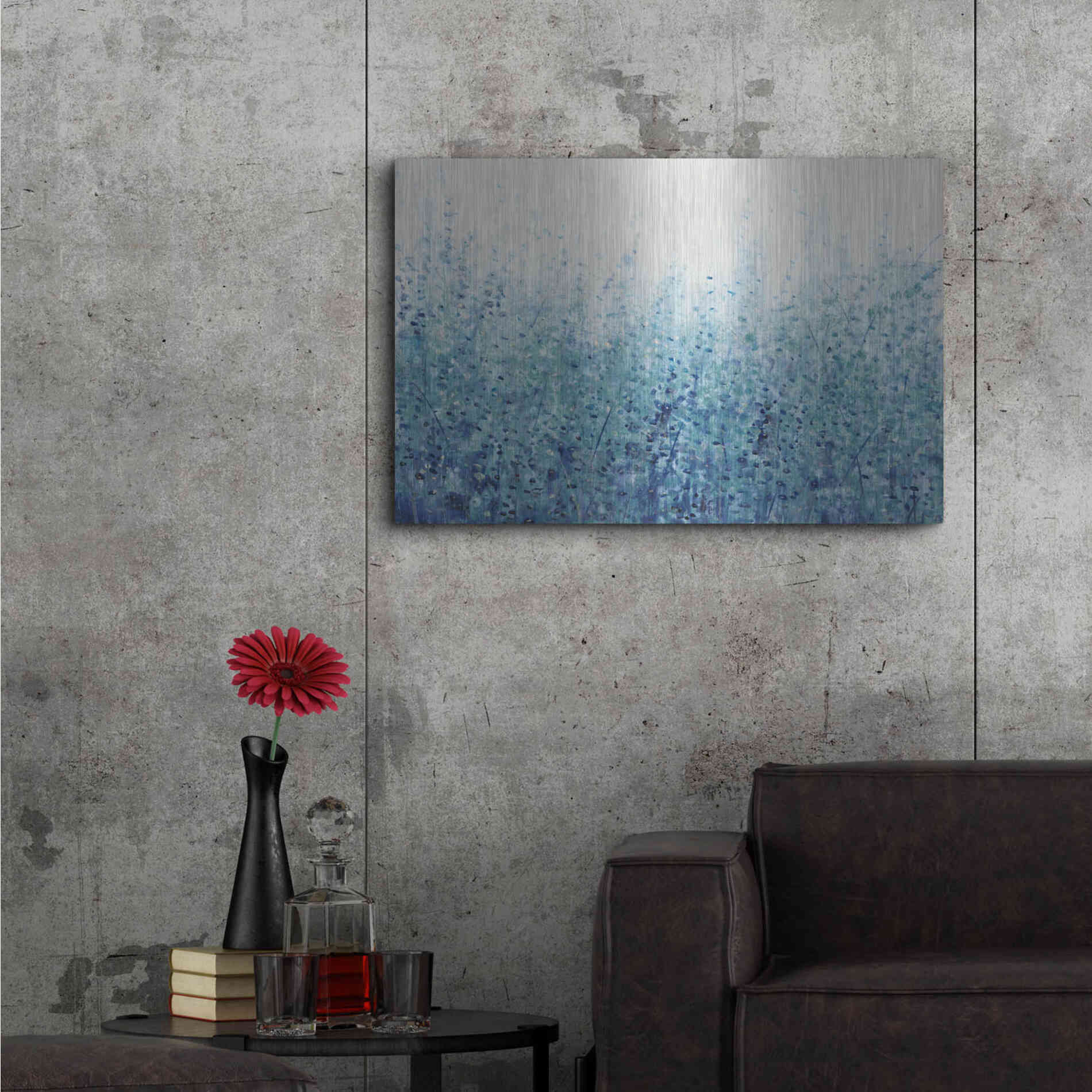 Luxe Metal Art 'Misty Blues I' by Tim O'Toole, Metal Wall Art,36x24