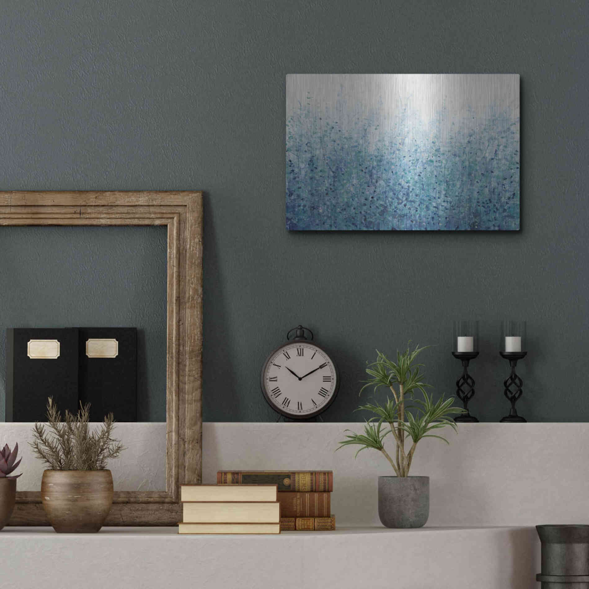 Luxe Metal Art 'Misty Blues II' by Tim O'Toole, Metal Wall Art,16x12