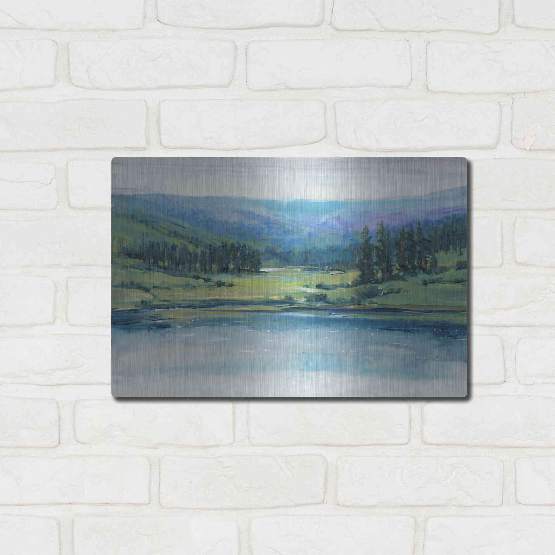 Luxe Metal Art 'Mountain Lake I' by Tim O'Toole, Metal Wall Art,16x12