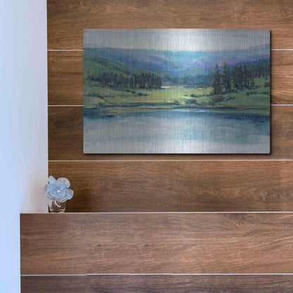 Luxe Metal Art 'Mountain Lake I' by Tim O'Toole, Metal Wall Art,16x12