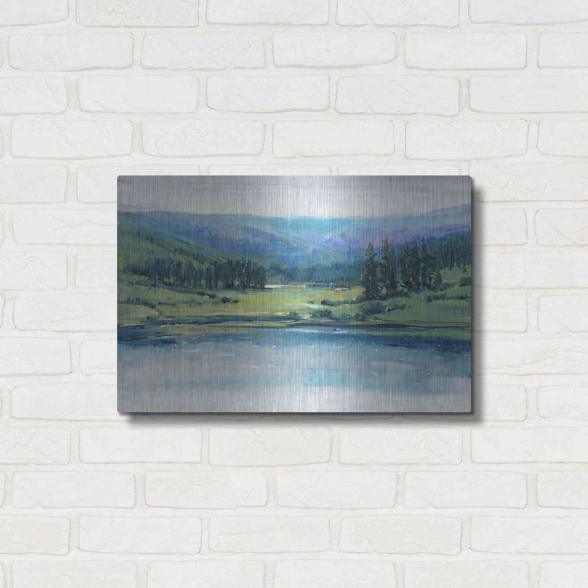 Luxe Metal Art 'Mountain Lake I' by Tim O'Toole, Metal Wall Art,24x16