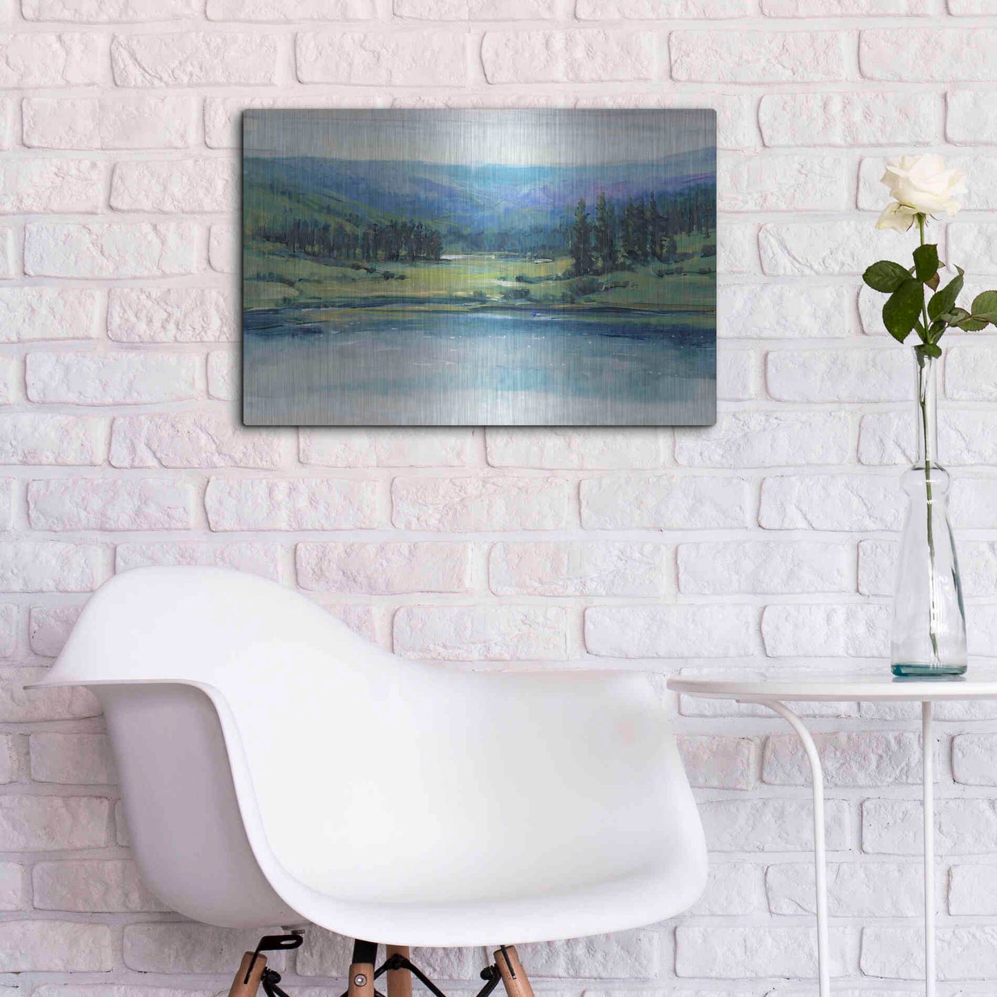 Luxe Metal Art 'Mountain Lake I' by Tim O'Toole, Metal Wall Art,24x16