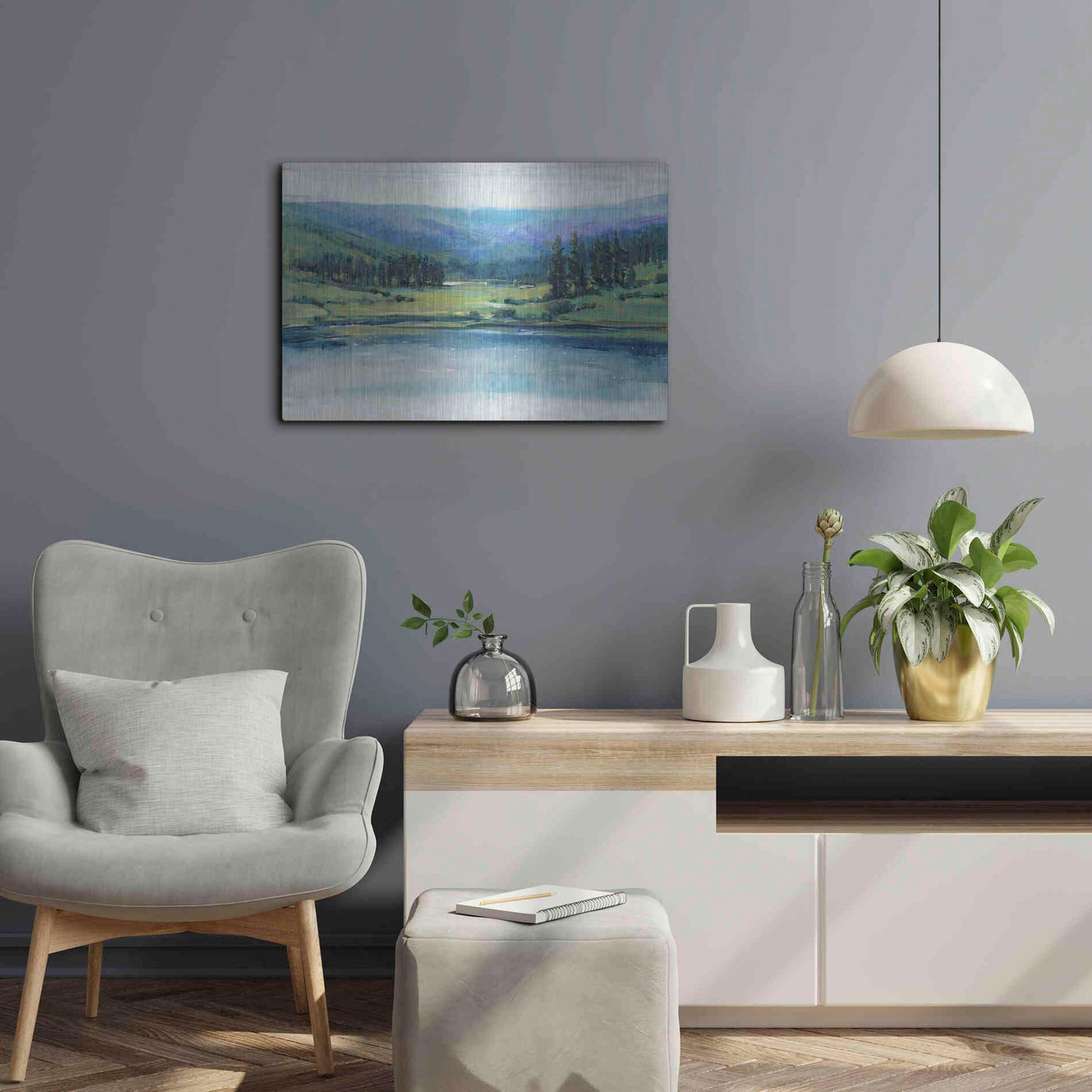 Luxe Metal Art 'Mountain Lake I' by Tim O'Toole, Metal Wall Art,24x16