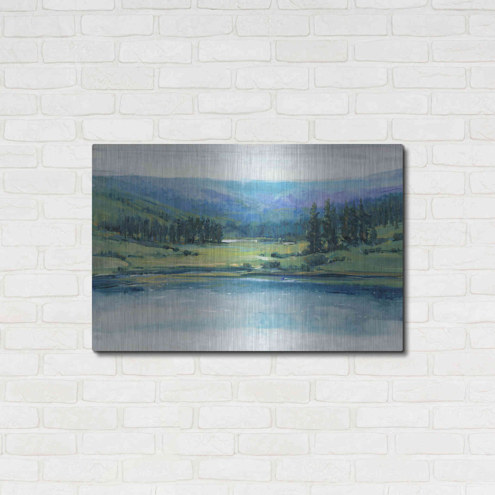 Luxe Metal Art 'Mountain Lake I' by Tim O'Toole, Metal Wall Art,36x24