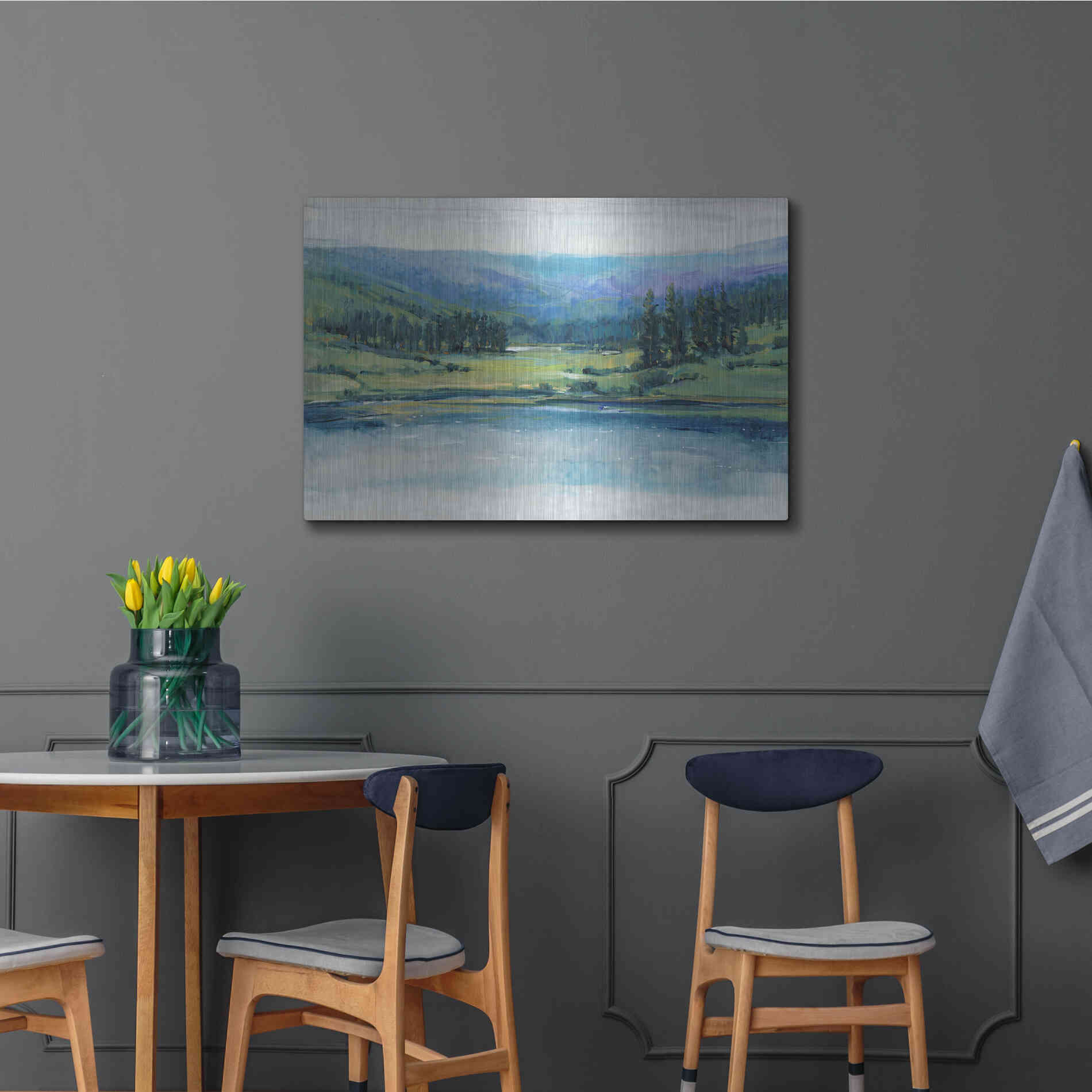 Luxe Metal Art 'Mountain Lake I' by Tim O'Toole, Metal Wall Art,36x24