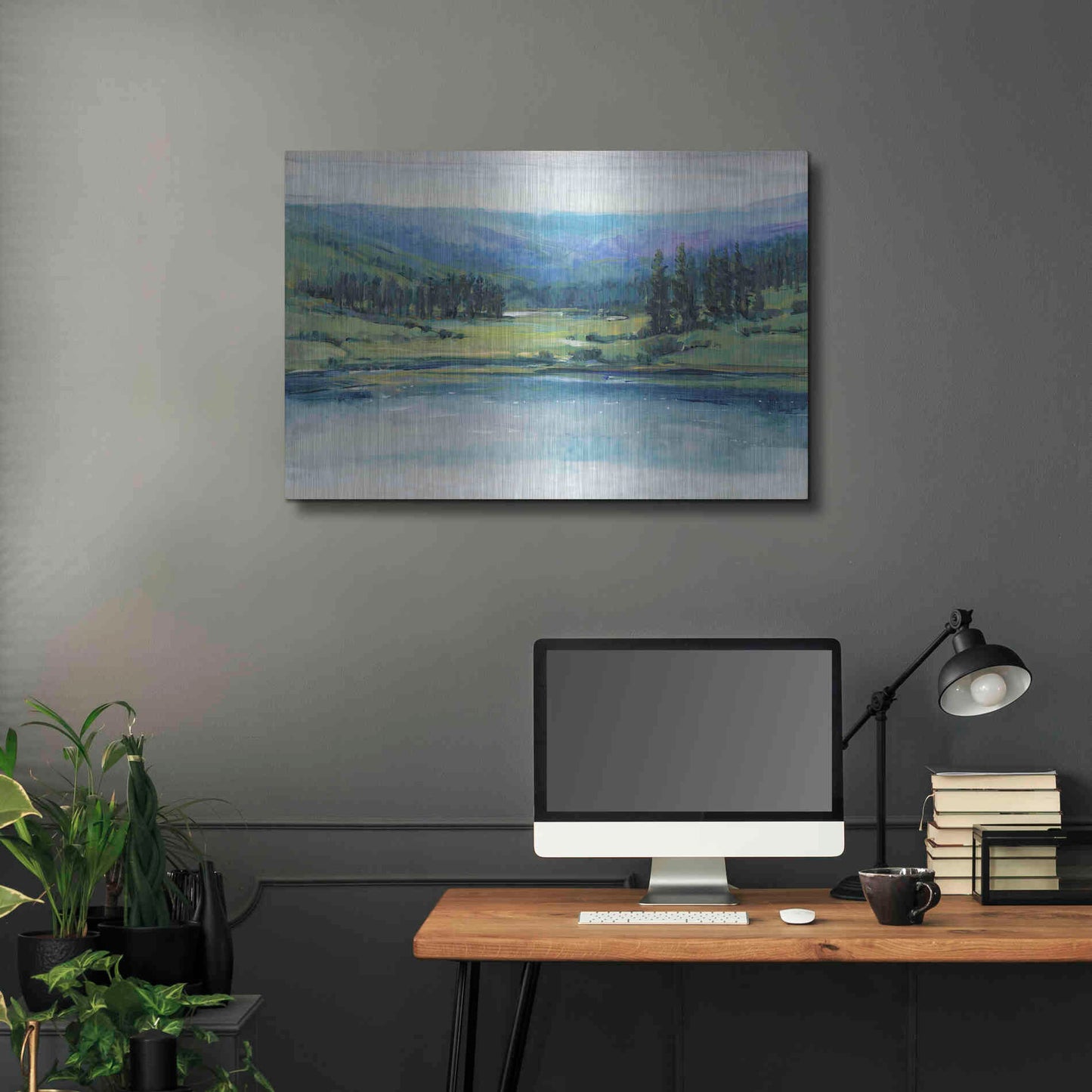 Luxe Metal Art 'Mountain Lake I' by Tim O'Toole, Metal Wall Art,36x24