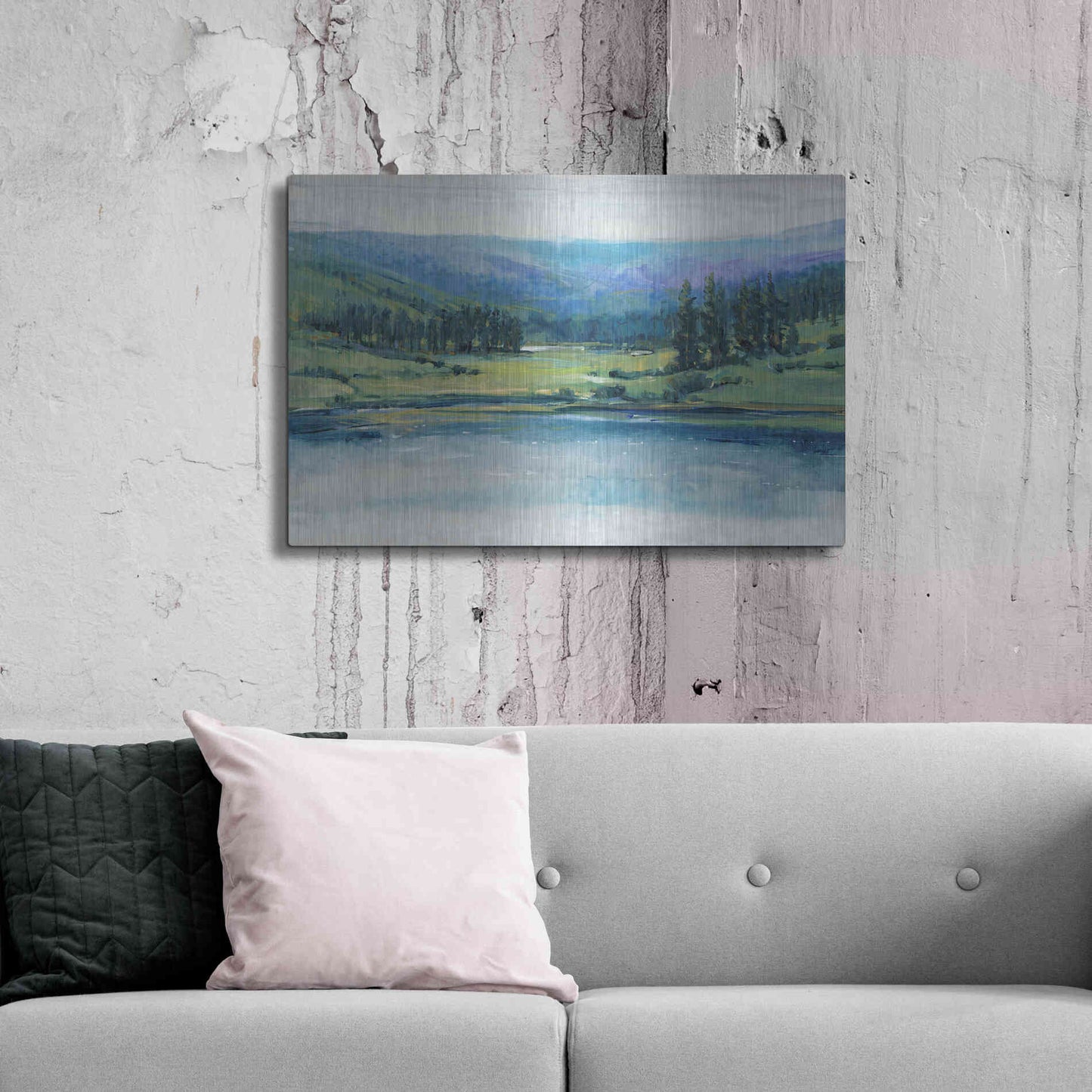Luxe Metal Art 'Mountain Lake I' by Tim O'Toole, Metal Wall Art,36x24