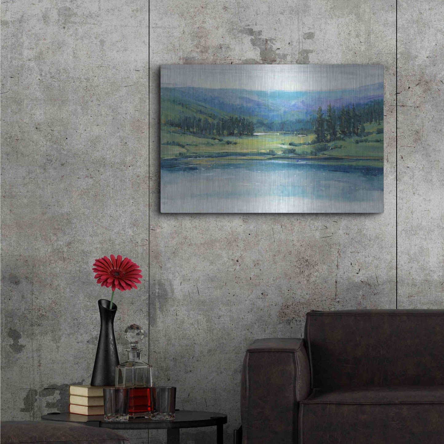 Luxe Metal Art 'Mountain Lake I' by Tim O'Toole, Metal Wall Art,36x24