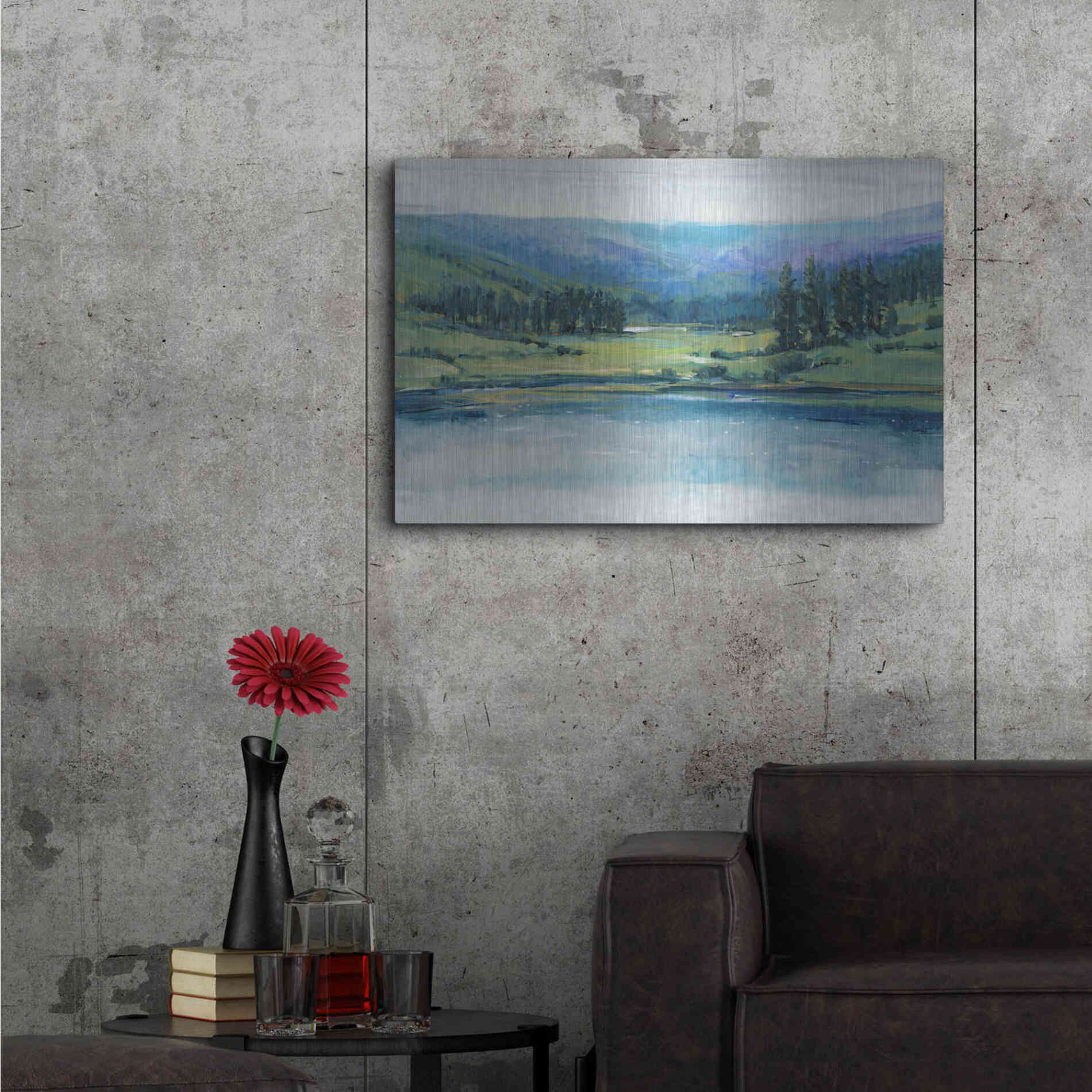 Luxe Metal Art 'Mountain Lake I' by Tim O'Toole, Metal Wall Art,36x24