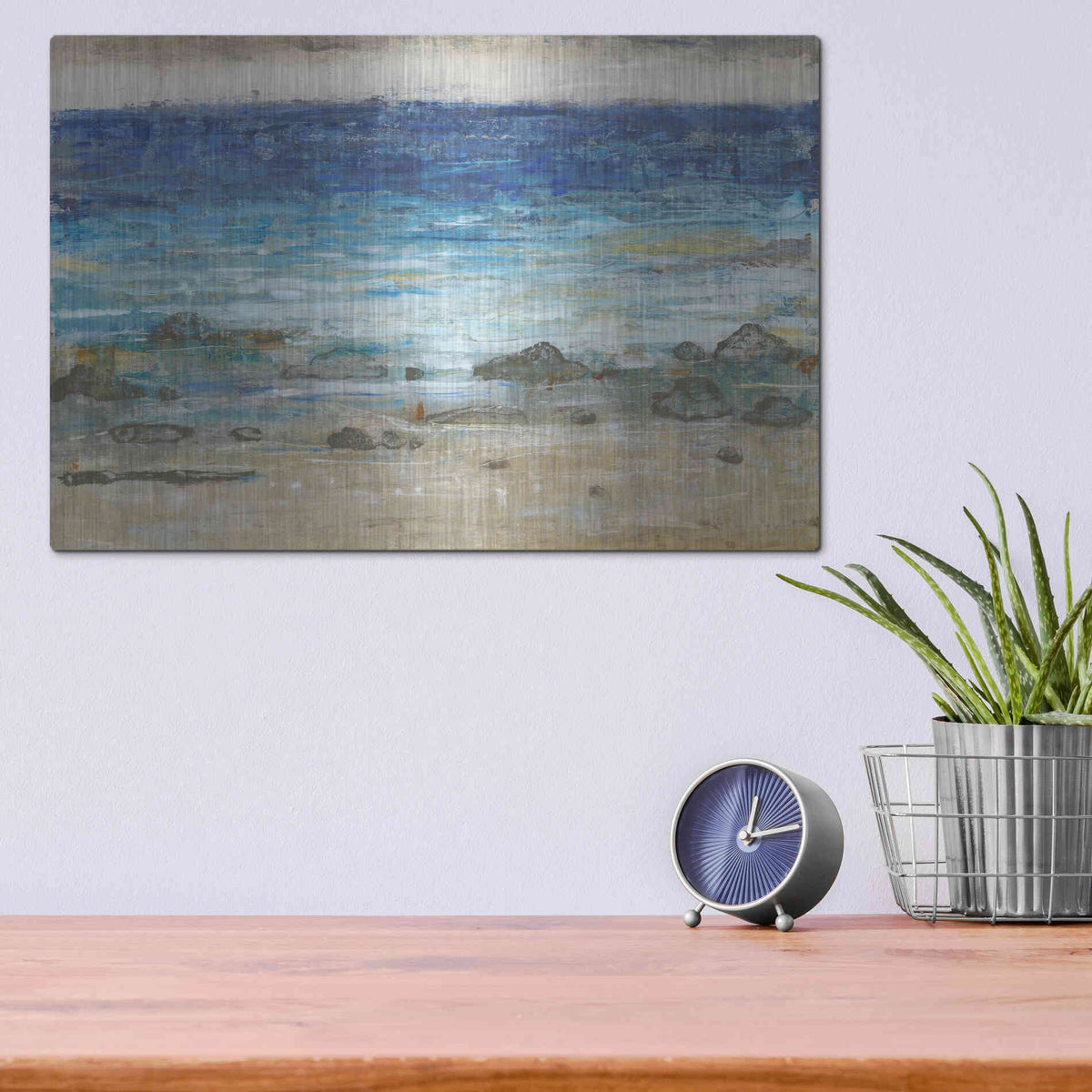 Luxe Metal Art 'Rocky Shoreline II' by Tim O'Toole, Metal Wall Art,16x12