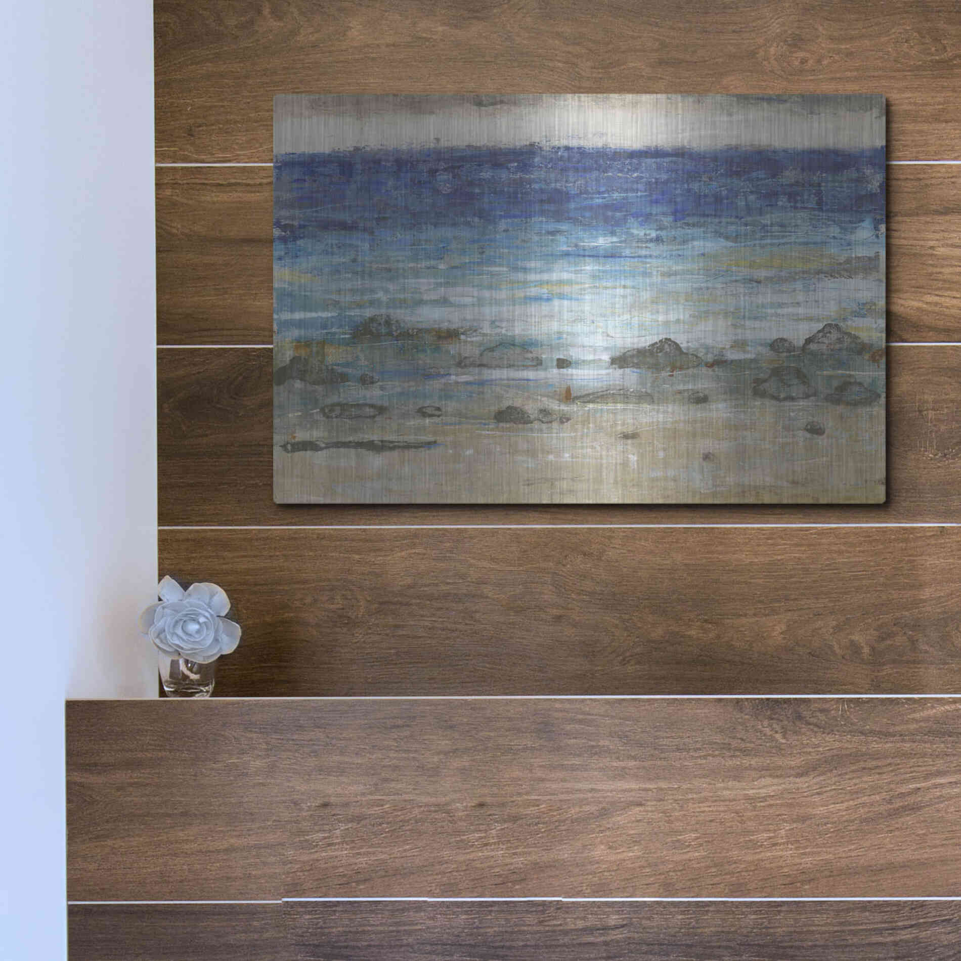 Luxe Metal Art 'Rocky Shoreline II' by Tim O'Toole, Metal Wall Art,16x12