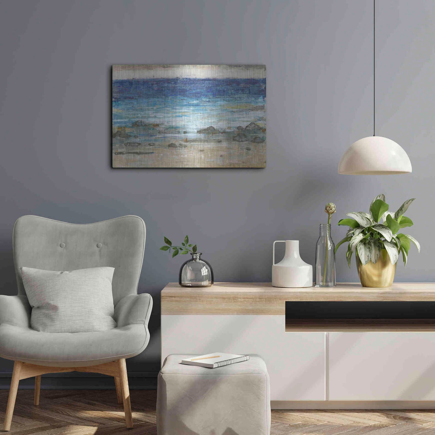 Luxe Metal Art 'Rocky Shoreline II' by Tim O'Toole, Metal Wall Art,24x16