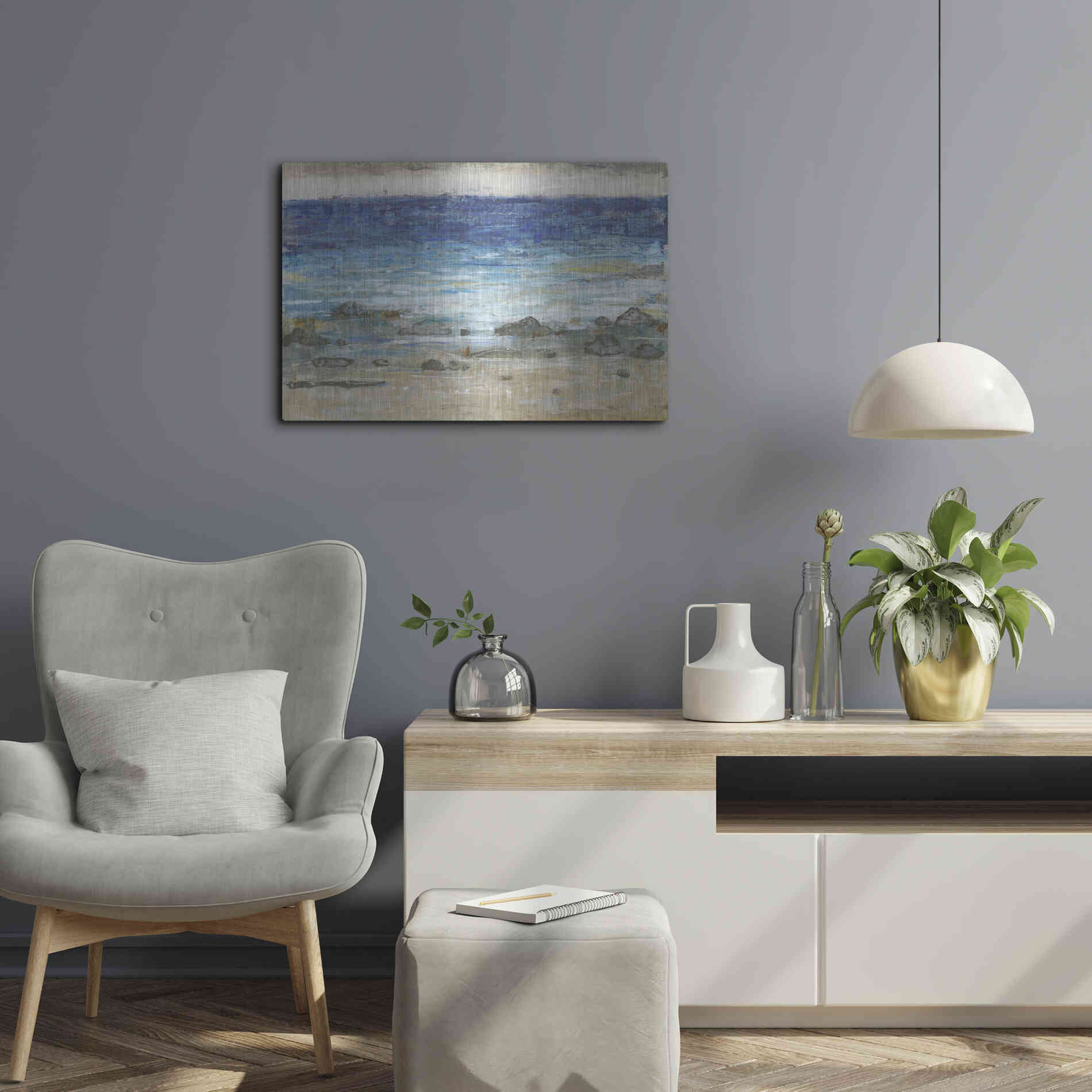 Luxe Metal Art 'Rocky Shoreline II' by Tim O'Toole, Metal Wall Art,24x16