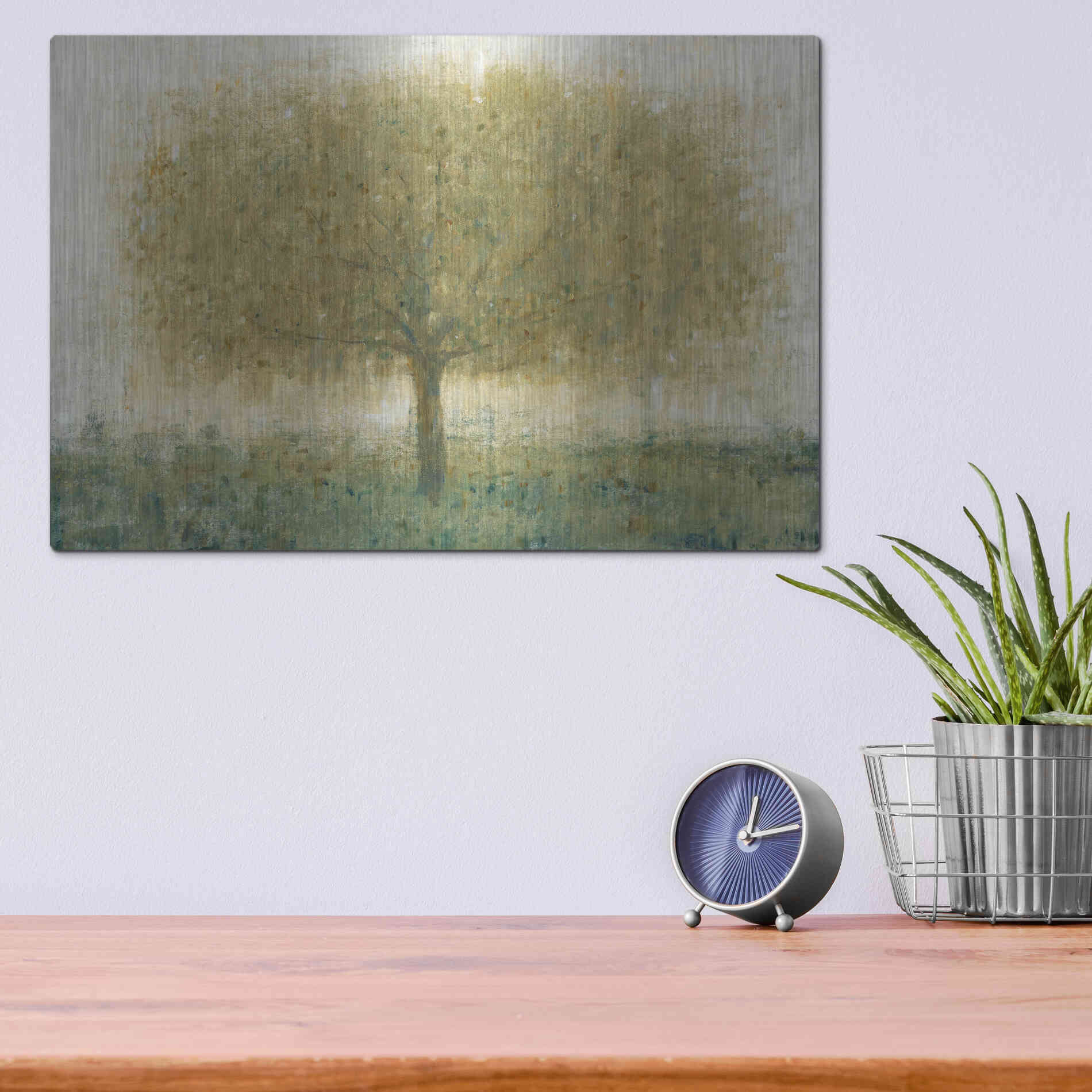 Luxe Metal Art 'Summer Day Tree I' by Tim O'Toole, Metal Wall Art,16x12
