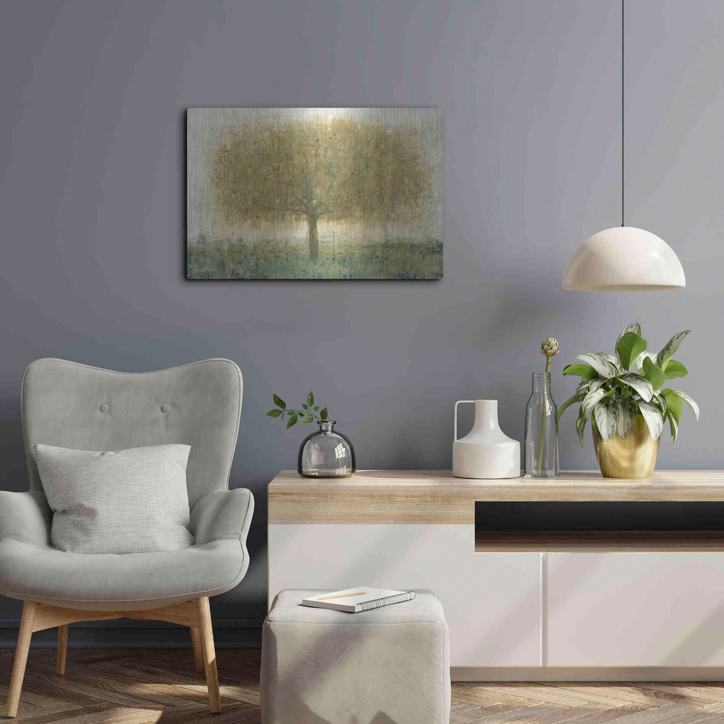 Luxe Metal Art 'Summer Day Tree I' by Tim O'Toole, Metal Wall Art,24x16
