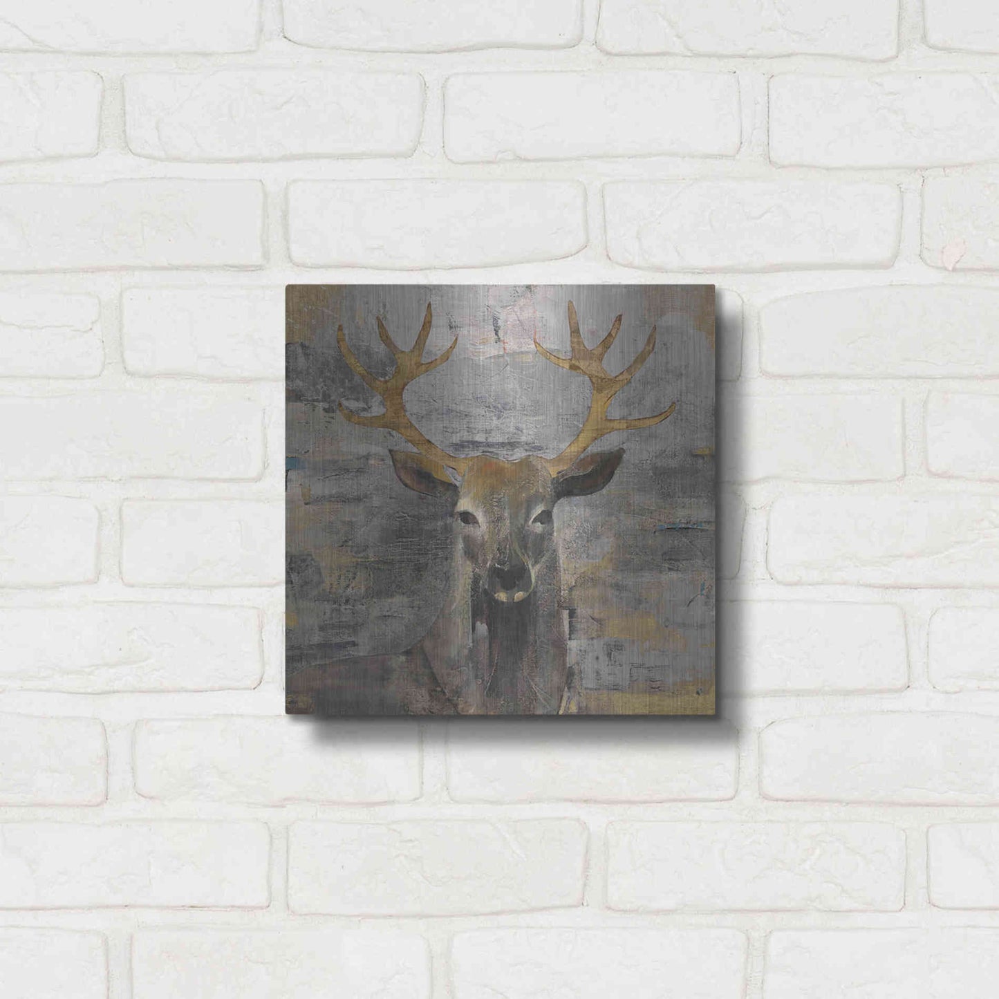 Luxe Metal Art 'The Leader Gold Light Grey' by Albena Hristova, Metal Wall Art,12x12